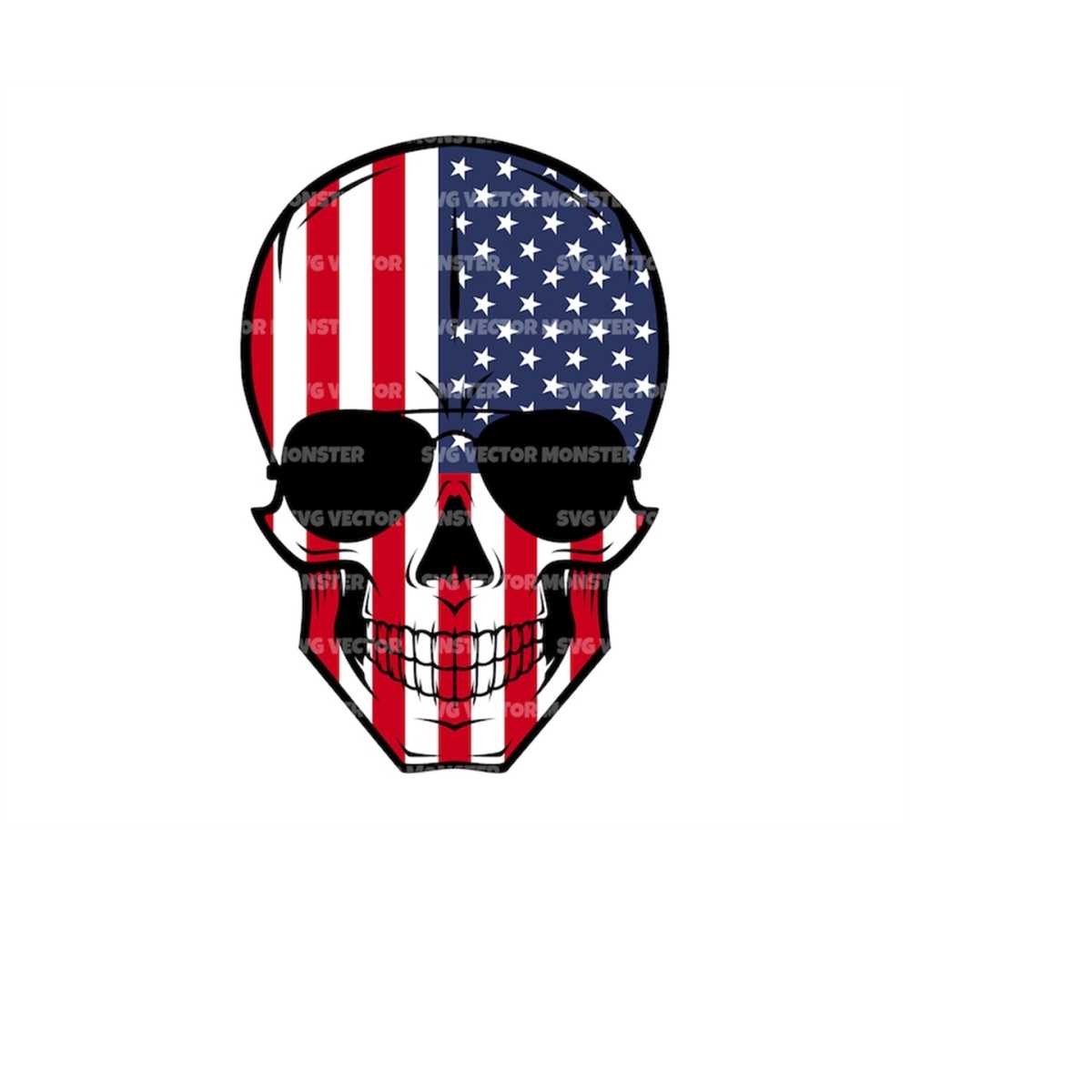 American Flag Svg on Skull Svg, USA Flag Svg. Vector Cut fil Inspire