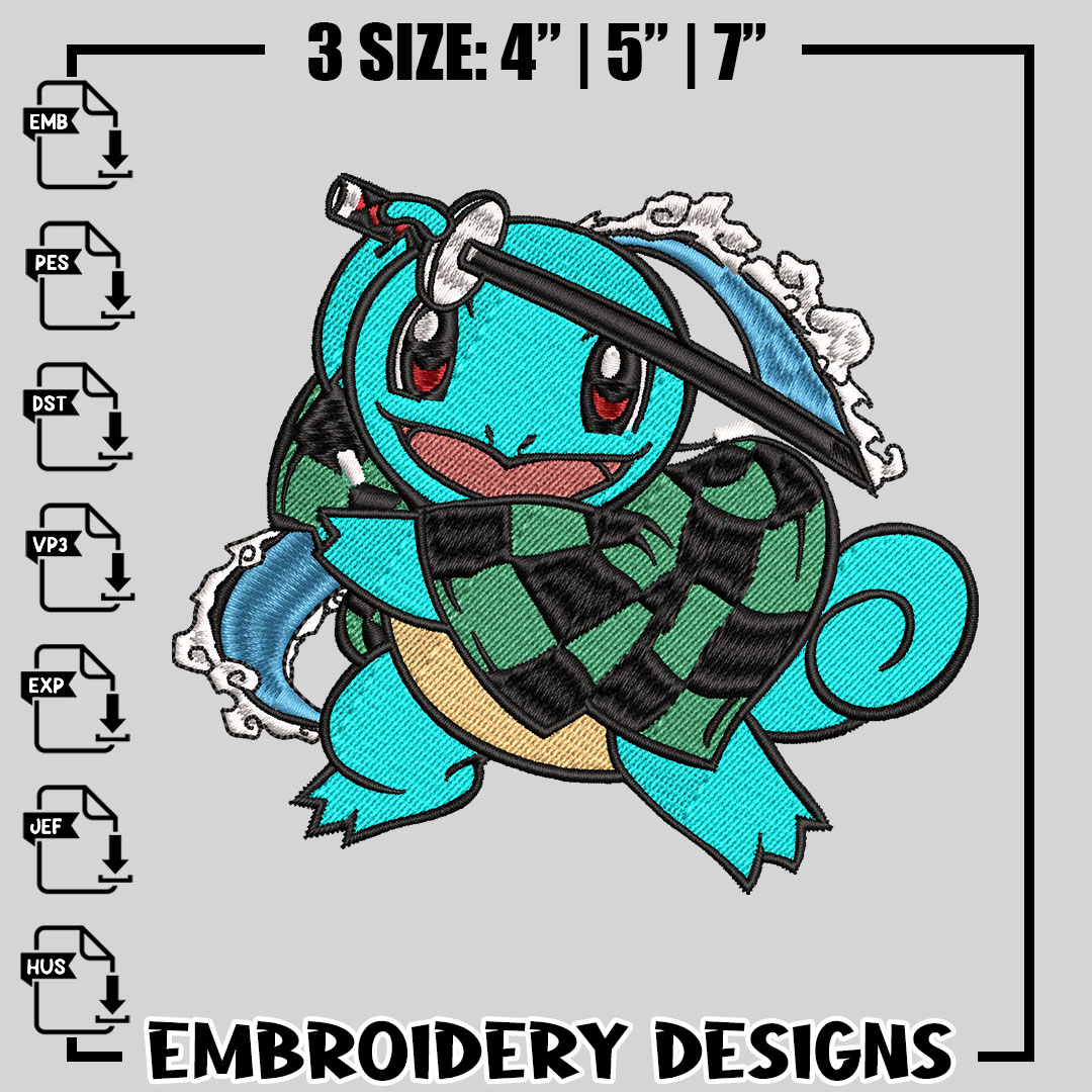 Squirtle Tanjiro embroidery design, Pokemon embroidery, Anim - Inspire  Uplift