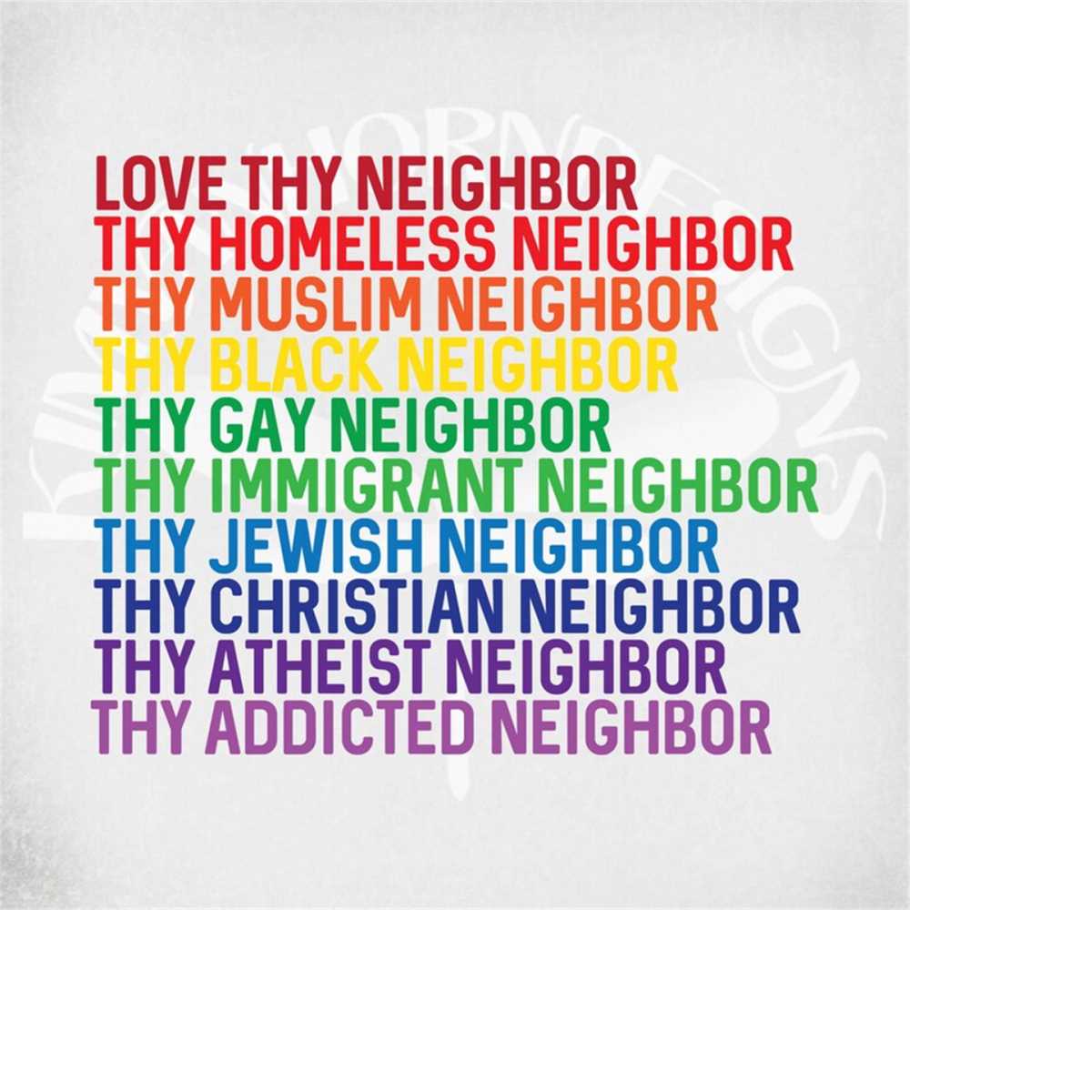 Love Thy Neighbor svg and dxf Cut Files, Printable png and M - Inspire ...