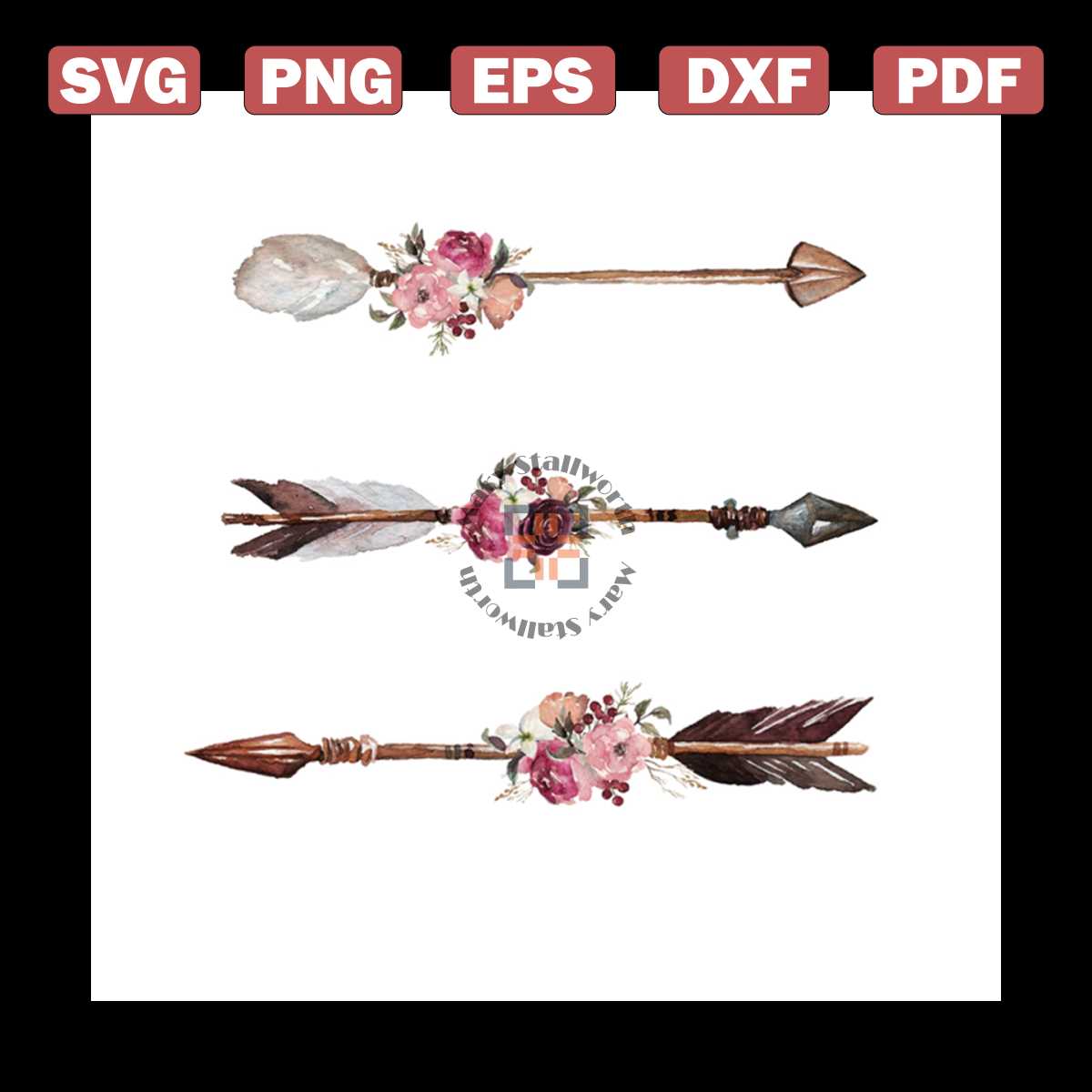 Watercolor Ethnic Boho Set Of Arrows Svg, Flower Svg, Ethnic | Inspire ...