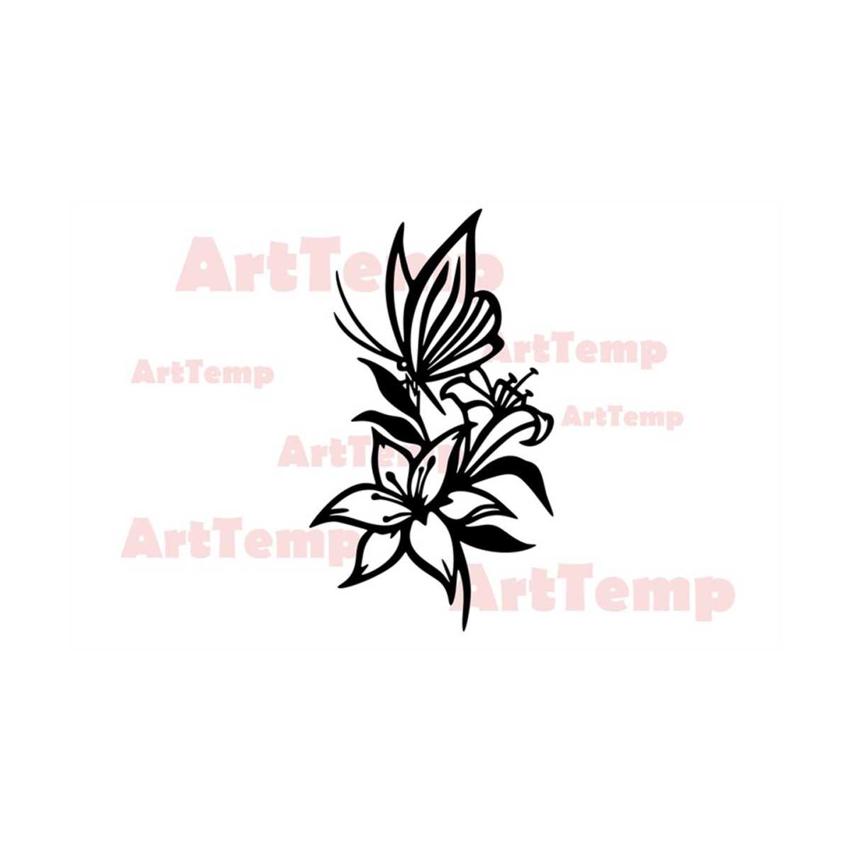 Butterfly on lily svg for cricut, Flower svg, papercut templ Inspire