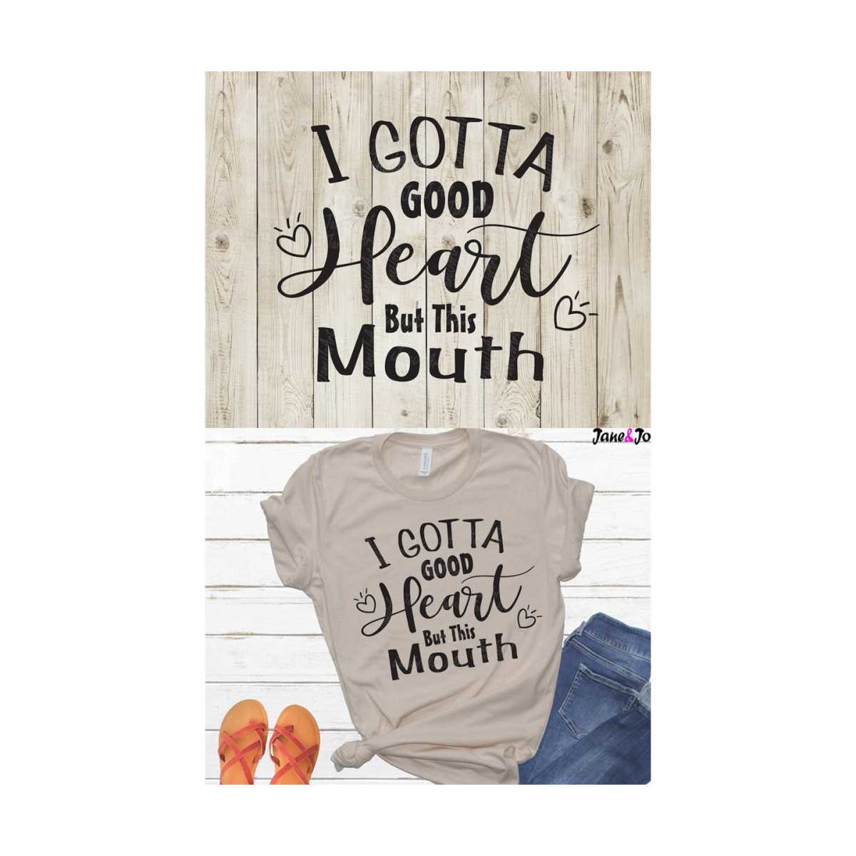 Primitives By Kathy Targa In Legno Con Scritta I Have A Good Heart, But This Mouth... - Decorazione Da Parete