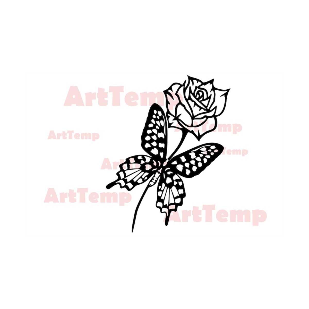 Butterfly on a rose svg for cricut, Flower svg, papercut tem Inspire