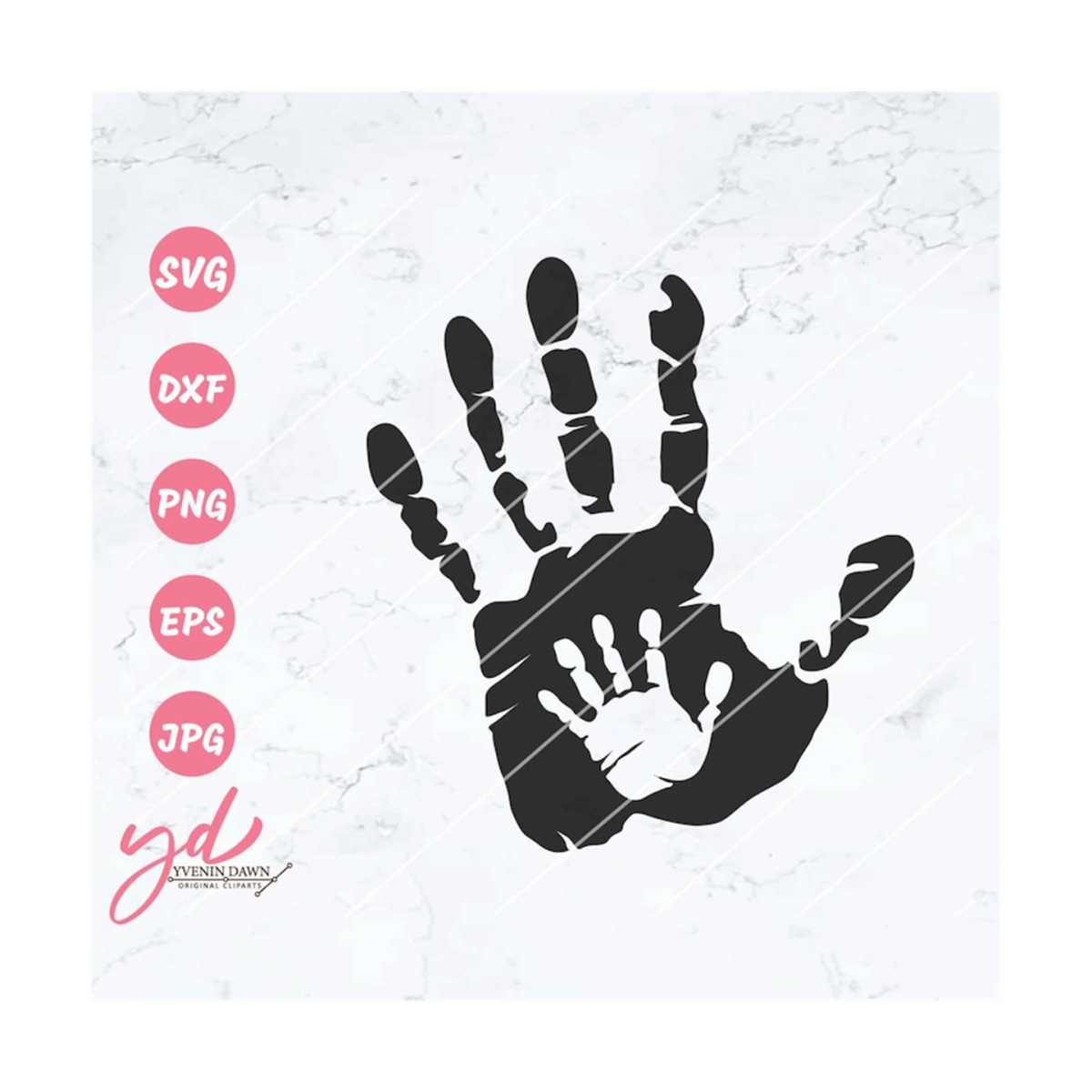 Dad and Baby Hand Print Svg Png Dad and Kid Hand Svg Han Inspire Uplift