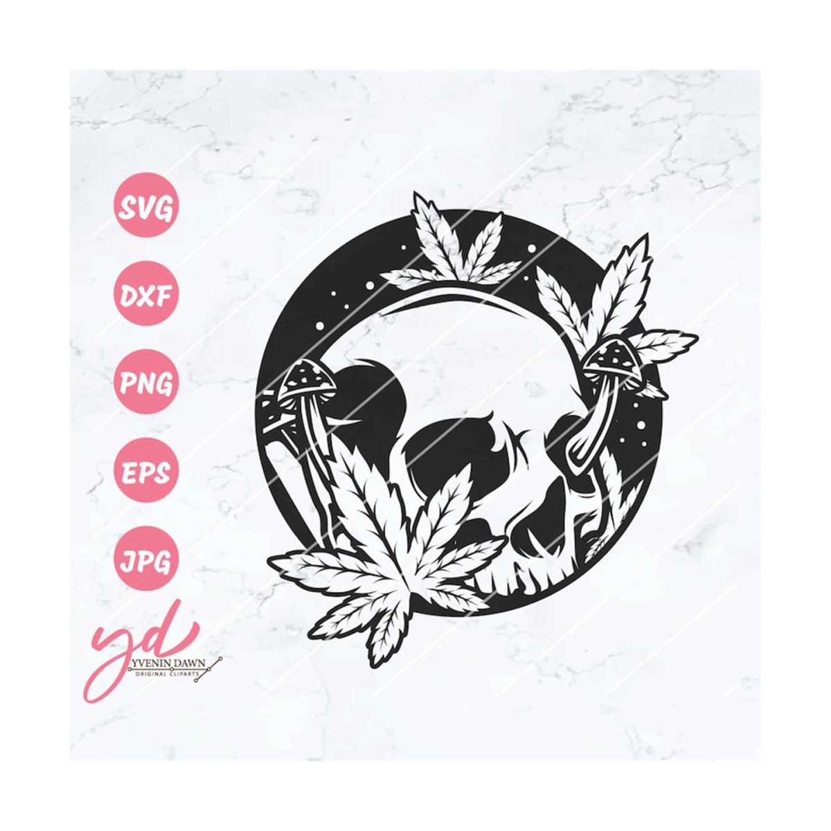 Weed Skull Svg Png | Skull with Weed Leaf Svg | Weed Marijua | Inspire ...