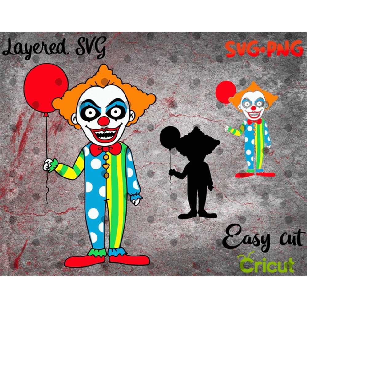 Layered SVG Scary Clown for Cricut, Horror Svg, Vinyl File, - Inspire