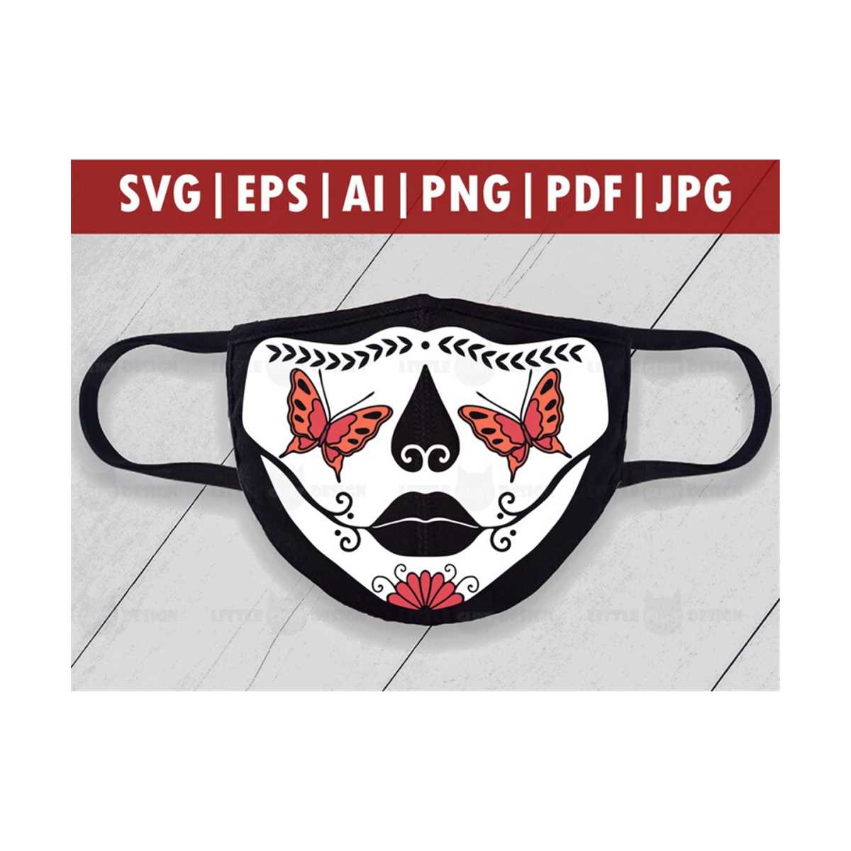 Halloween butterfly skull mask svg skull face mask svg sku inspire