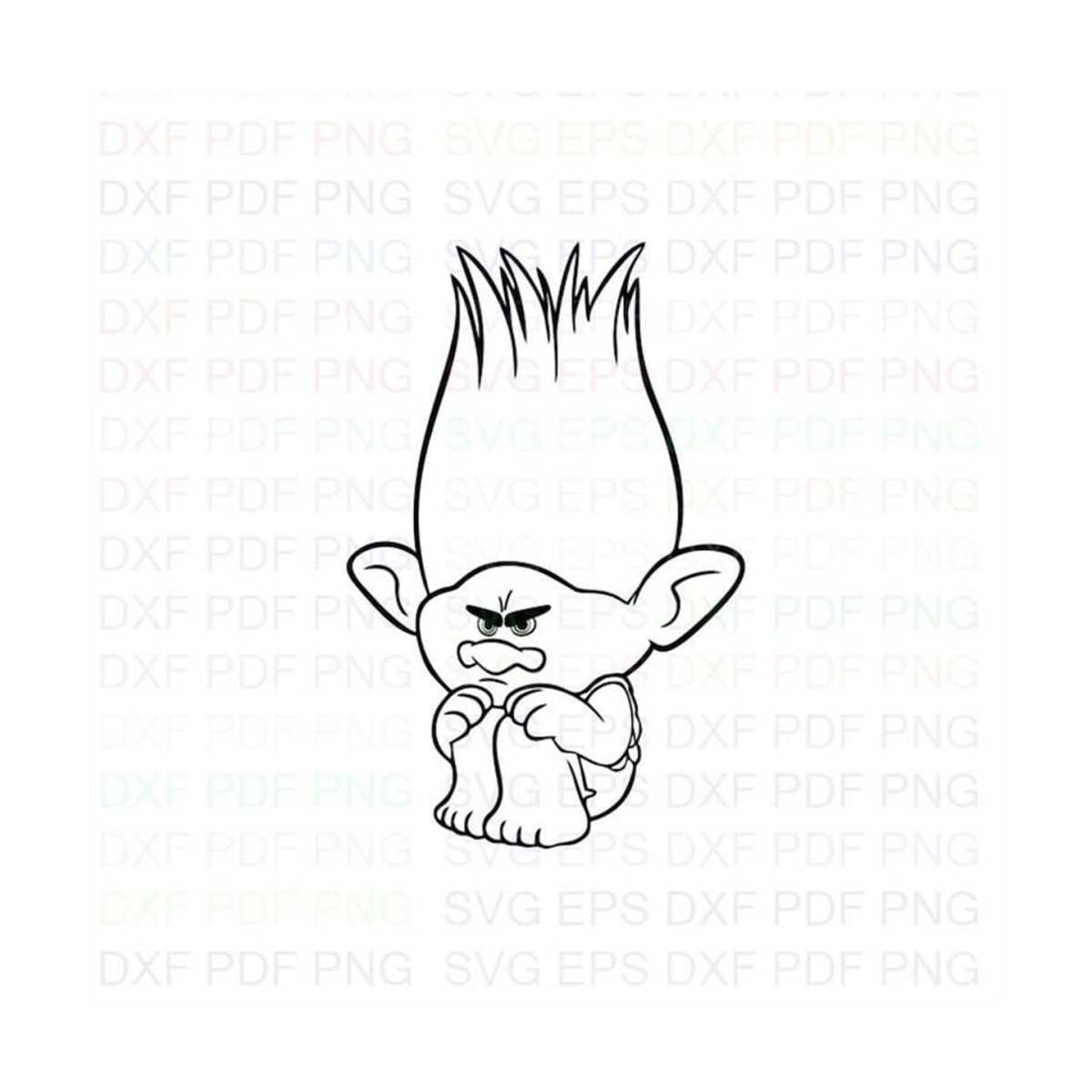 Branch_sits_Trolls Outline Svg Dxf Eps Pdf Png, Cricut, Cutt - Inspire