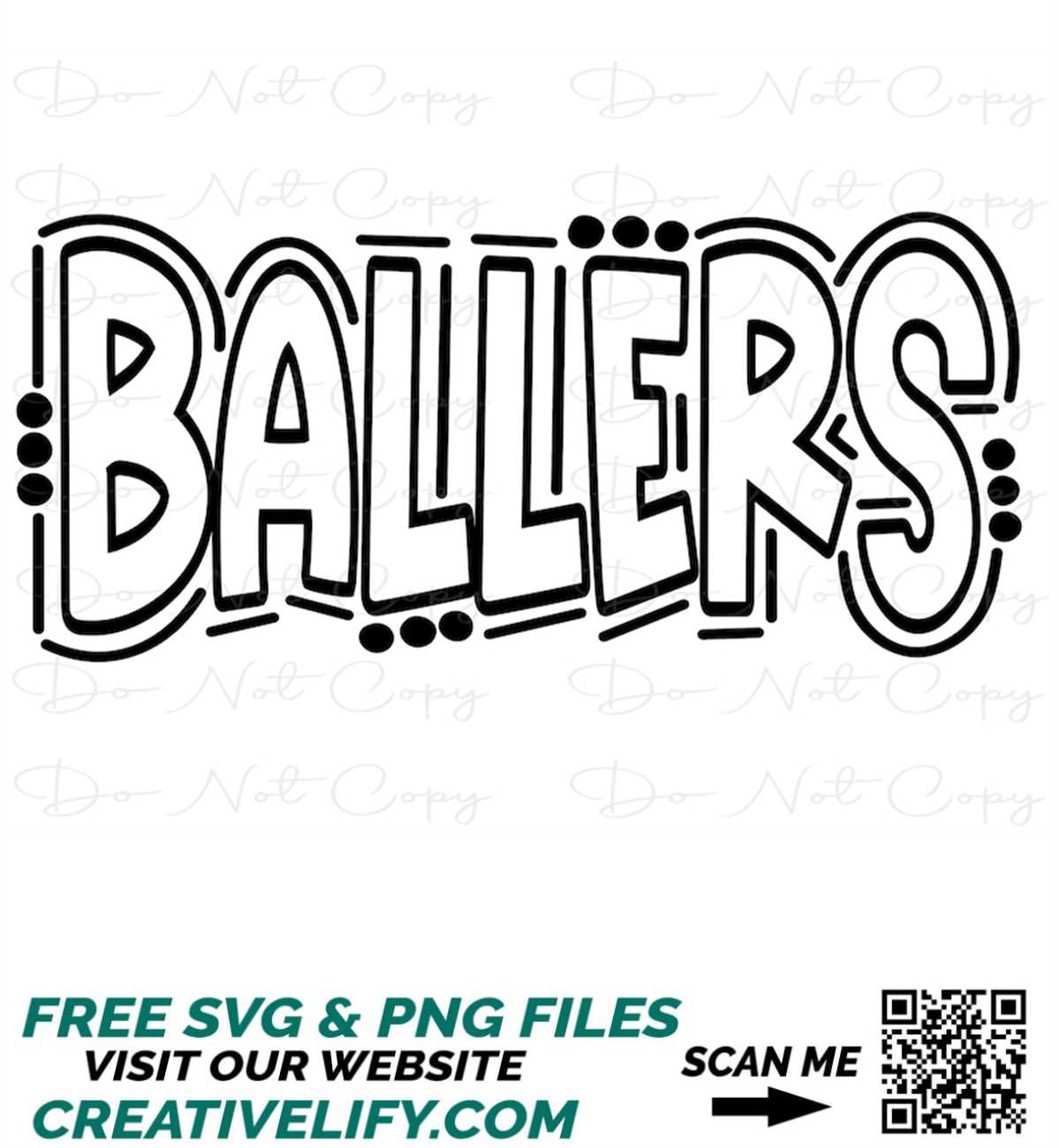 BALLERS Doodle Word Sublimation PNG and SVG Digital Ar Inspire Uplift