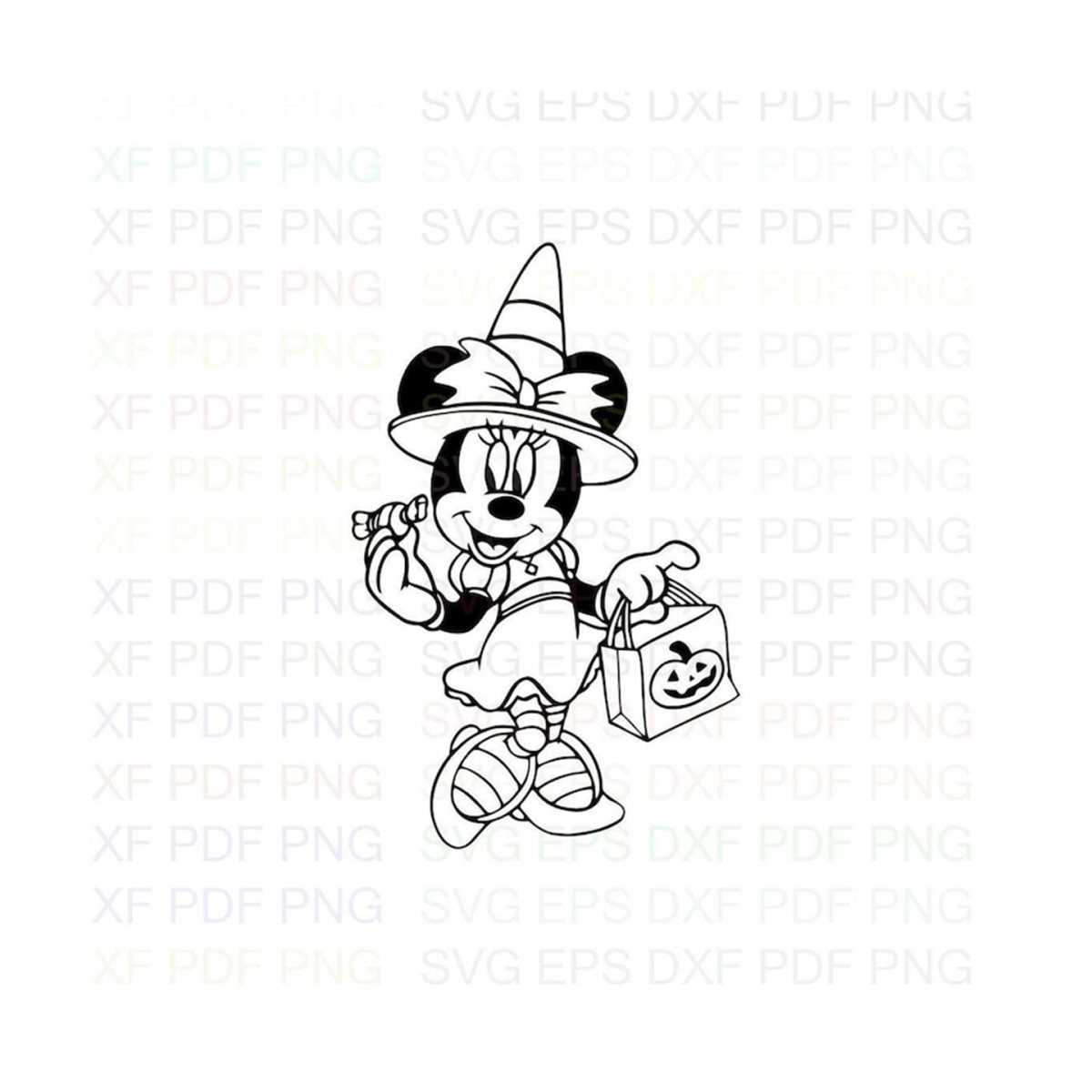 minnie_Halloween_witch Outline Svg Dxf Eps Pdf Png, Cricut, Inspire