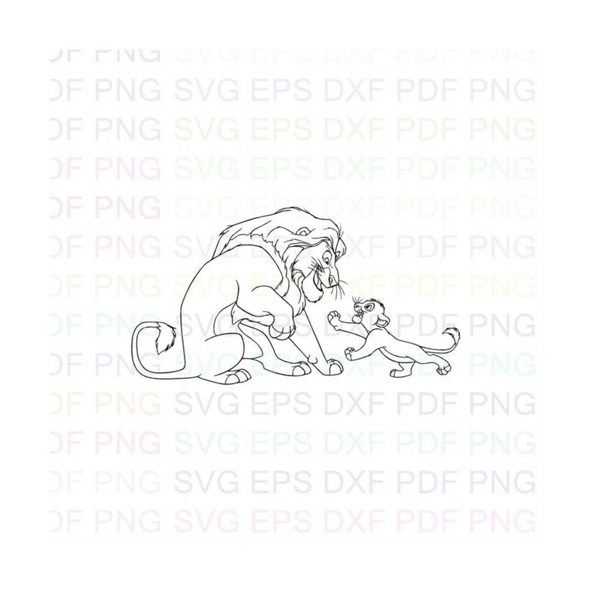 mufasa_and_baby_simba_the_lion_king_1 Outline Svg Dxf Eps Pd - Inspire