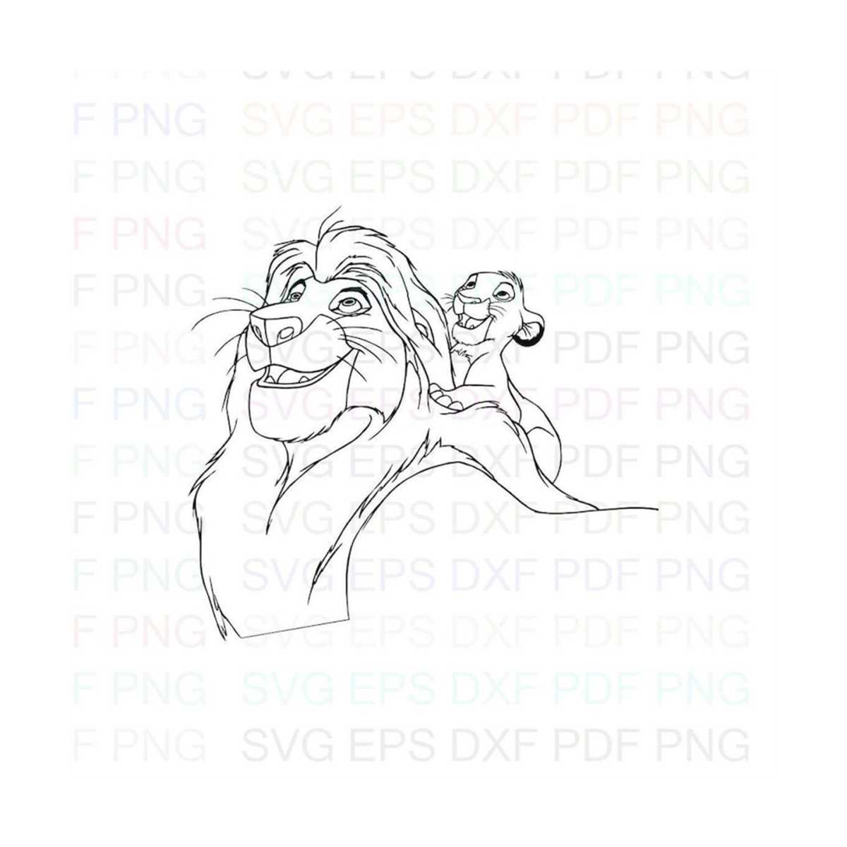 mufasa_and_baby_simba_the_lion_king_3 Outline Svg Dxf Eps Pd | Inspire ...