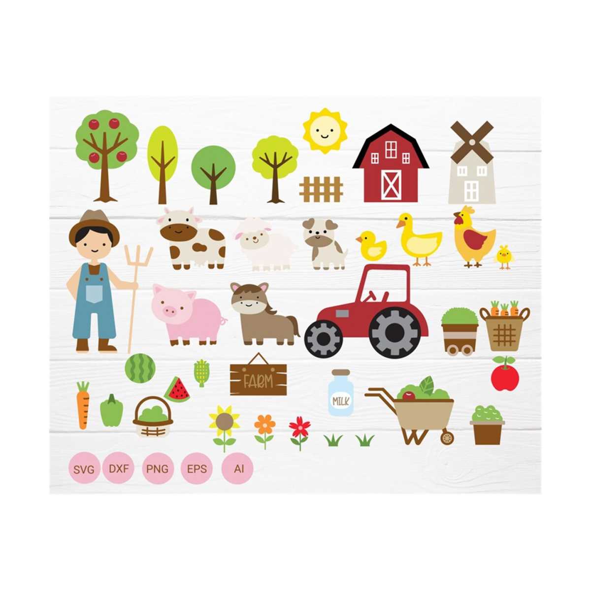 Farm Animals Bundle SVG For Cut File,Farm Animal Coloring ,C - Inspire