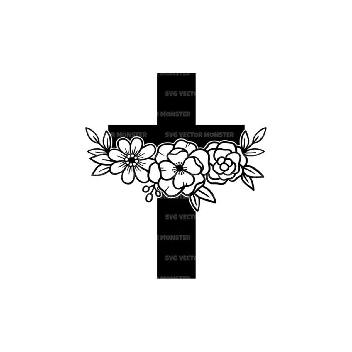 Floral Christian Cross Svg, Flower Cross Svg, Jesus Christ, Inspire