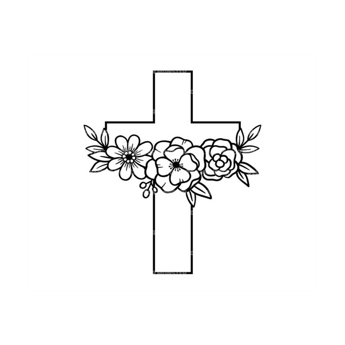 Floral Christian Cross Svg, Flower Cross Svg, Jesus Christ, Inspire