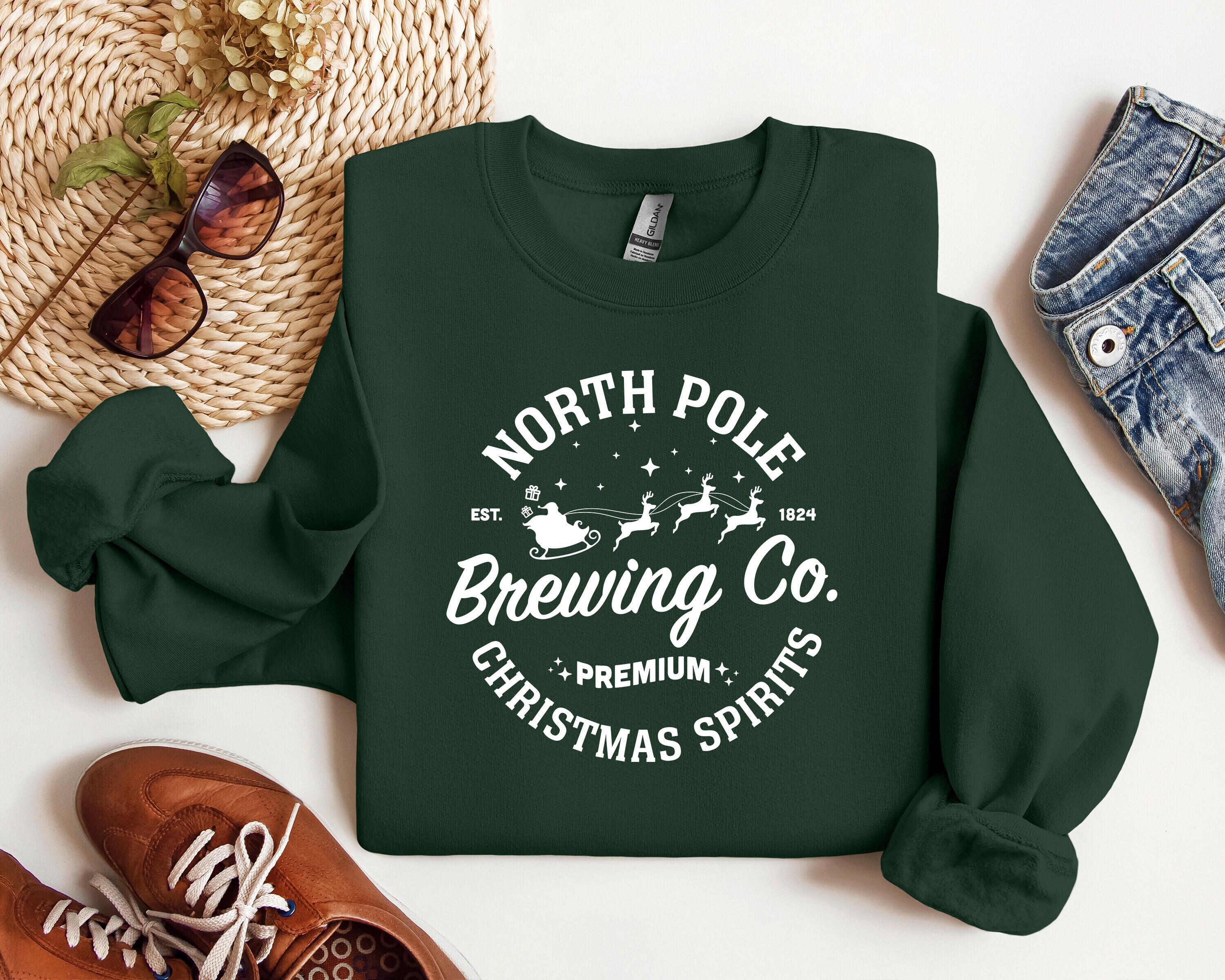 North Pole Brewing Co Sweatshirt, Christmas Sweatshirt, Prem - Inspire