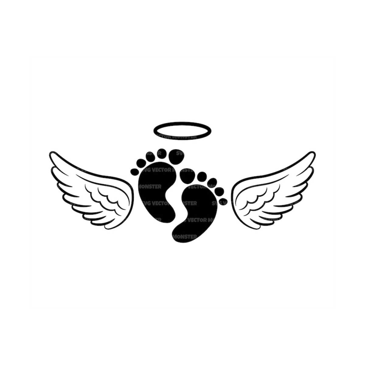 Baby Loss Memorial Svg, Angel Wings and Halo, Infant Loss Sv Inspire
