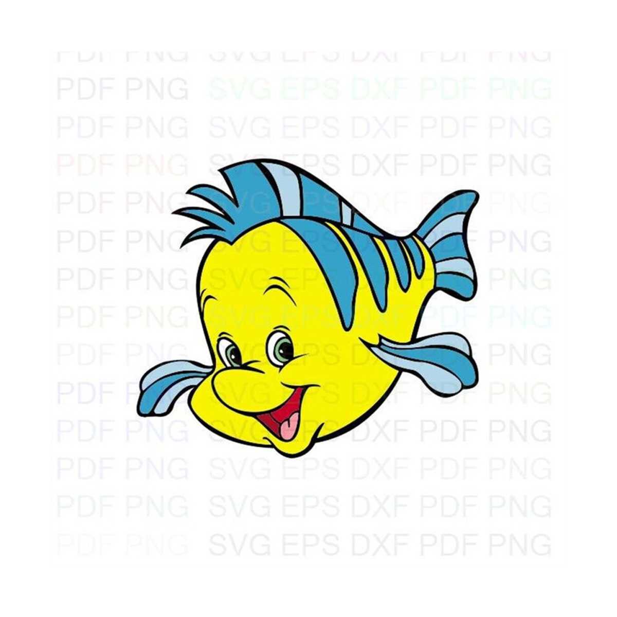 Flounder_Little_Mermaid Svg Dxf Eps Pdf Png, Cricut, Cutting Inspire