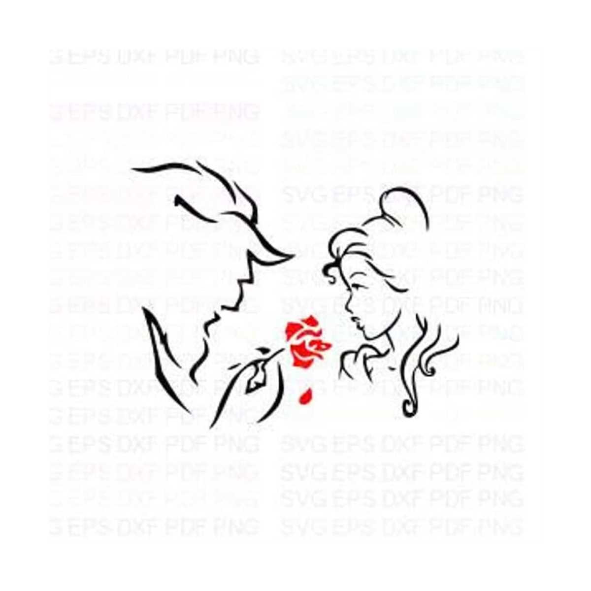 Beauty_and_the_Beast_silhouette_2 Svg Dxf Eps Pdf Png, Cricu - Inspire