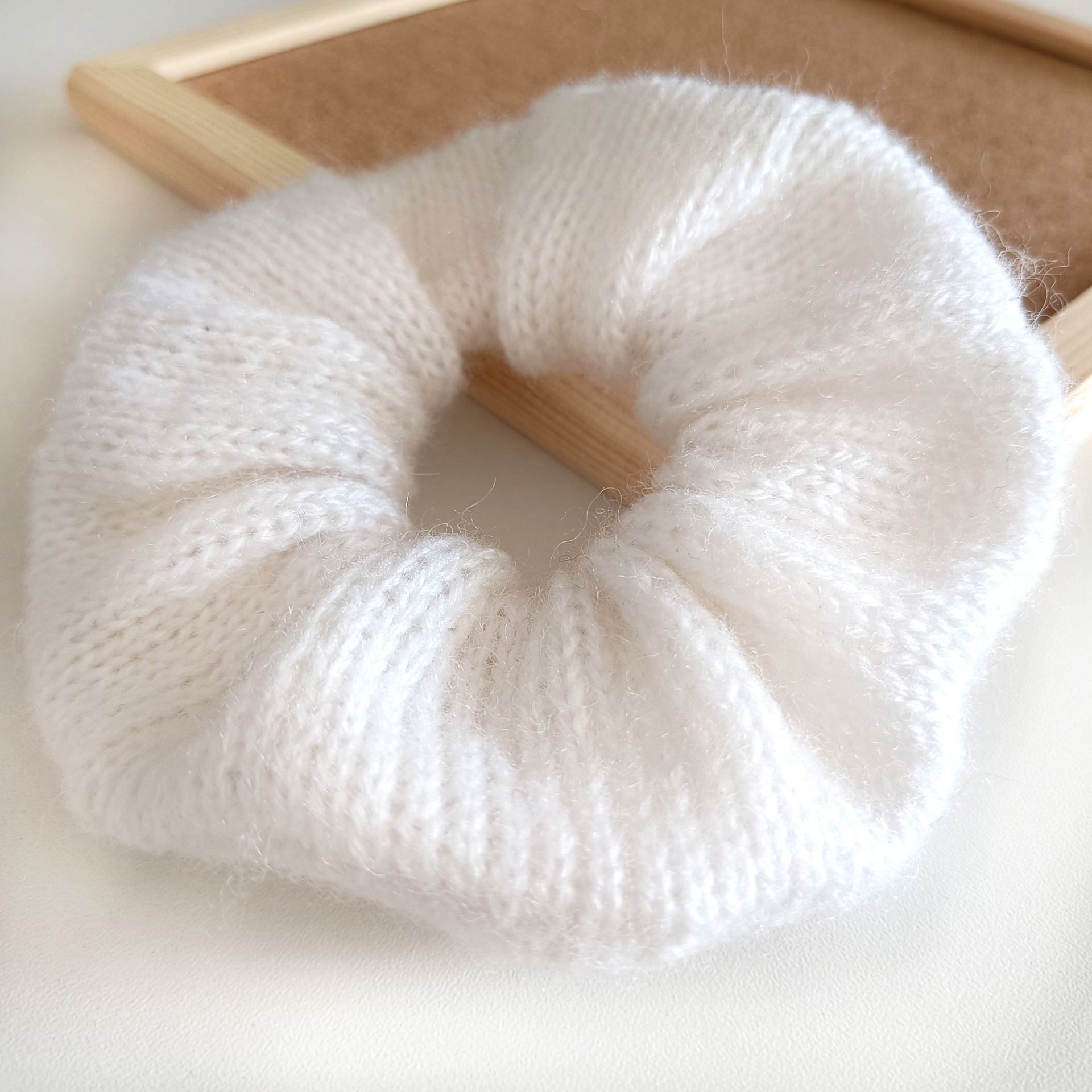 Handknit Moheir White color Scrunchies for women Christmas gift for her Gift for women Valentine day gifts Moheir Scrunc