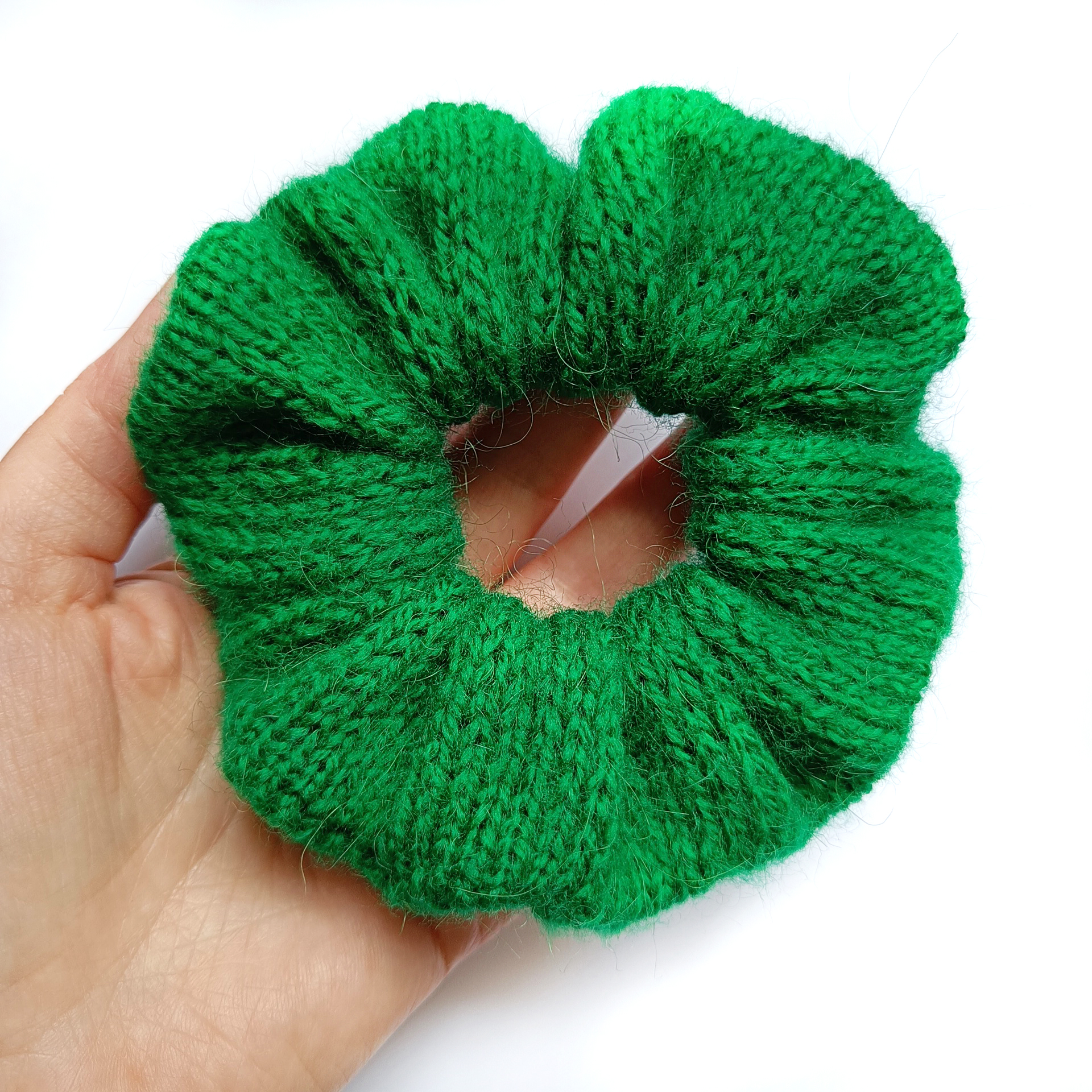 Handknit Moheir Green color Scrunchies for women Christmas gift for her Gift for women Valentine day gifts Moheir Scrunc