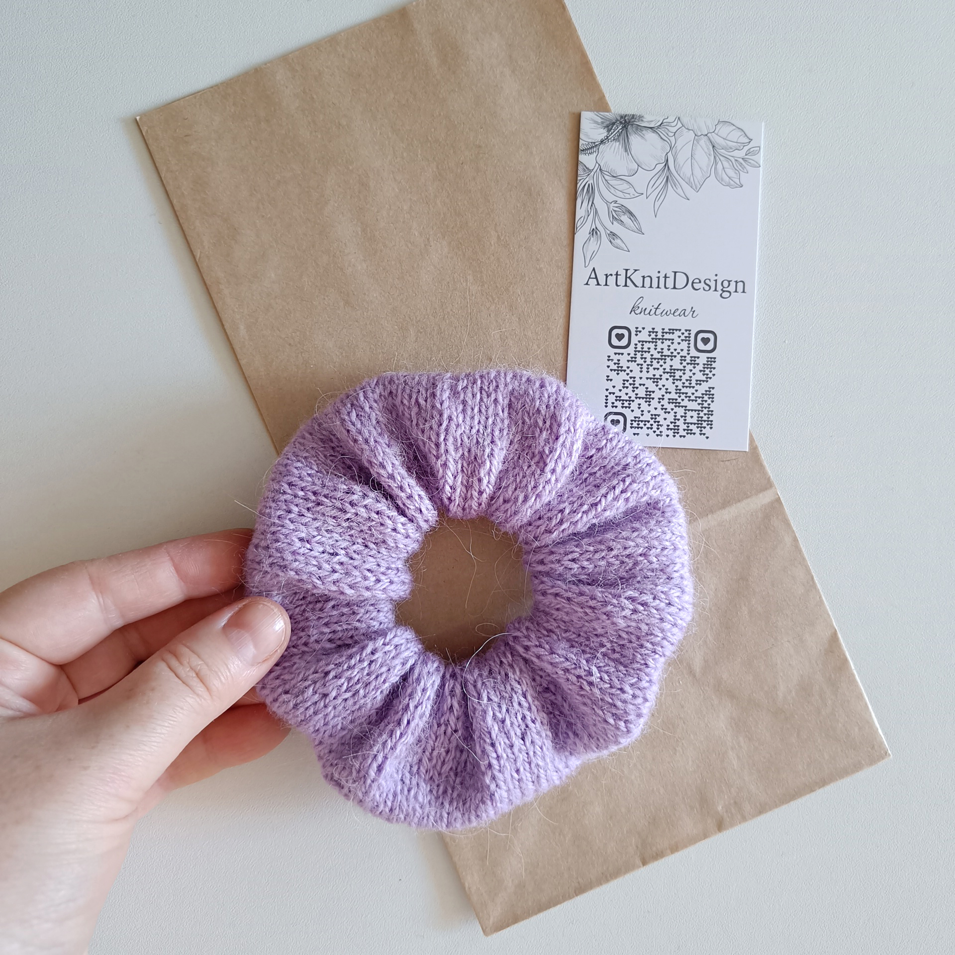 Handknit Scrunchies Moheir Violet color Scrunchies for women Christmas gift for her Gift for women Valentine day gifts M