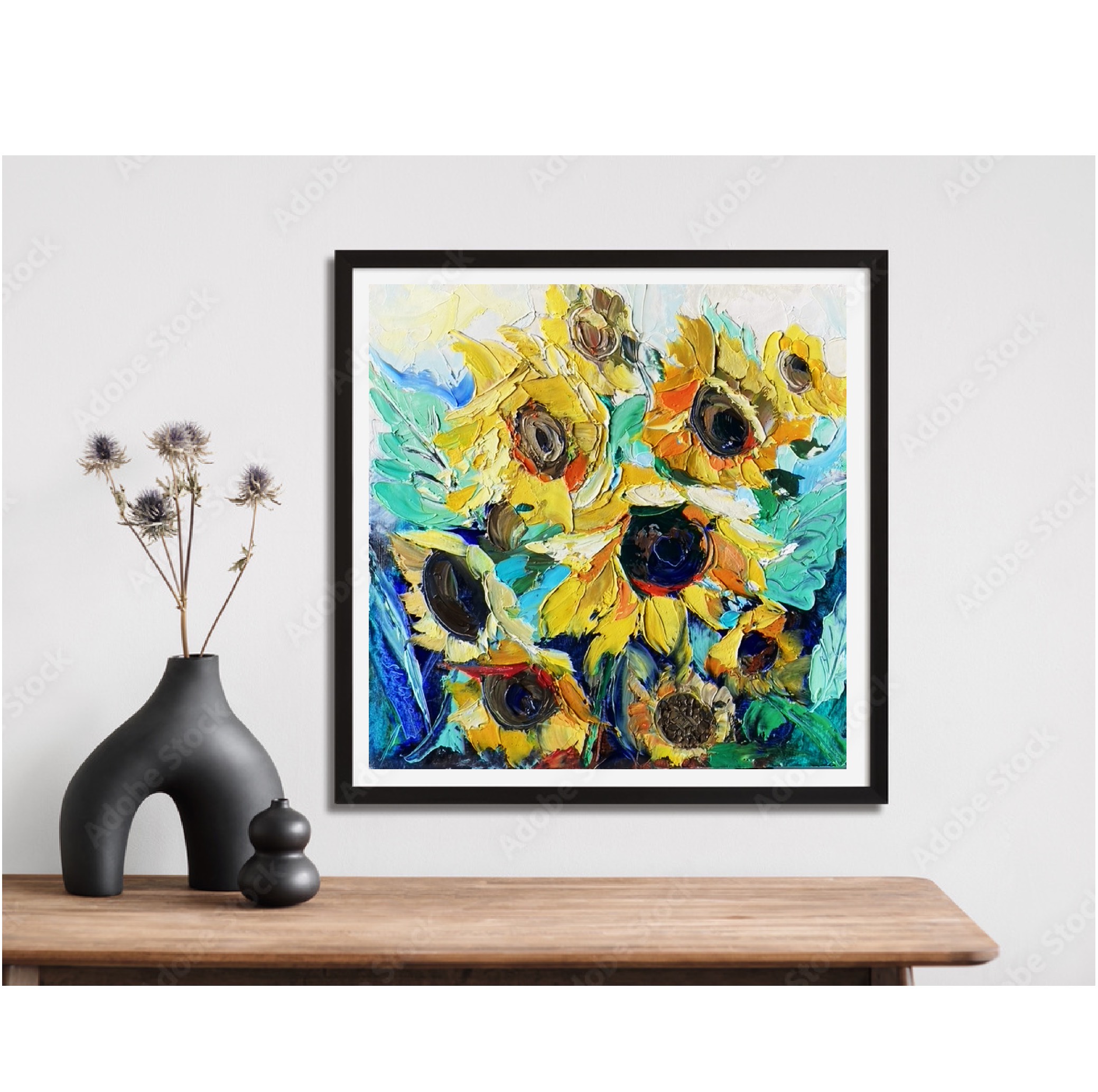Sunflower Oil Painting Floral Original Art Flower Artwork Sh | Inspire ...
