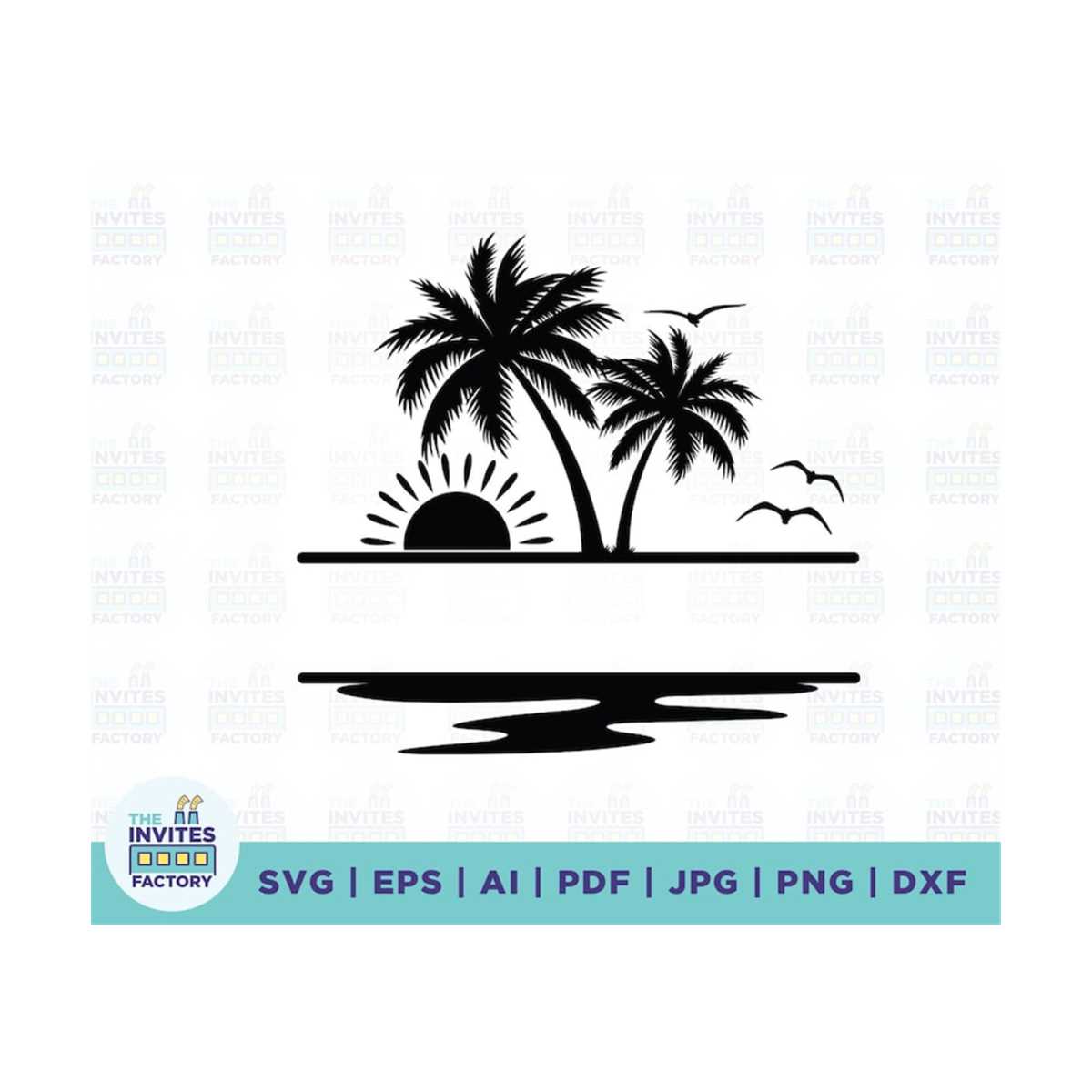 Palm Tree Split Frame SVG, Cut file for Cricut, Silhouette, | Inspire ...