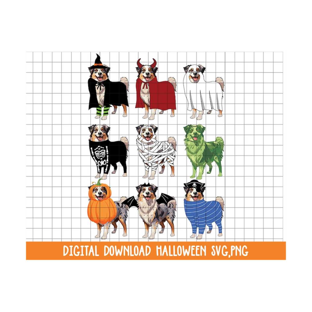 Australian Shepherds Dog halloween costume hand drawn design Inspire