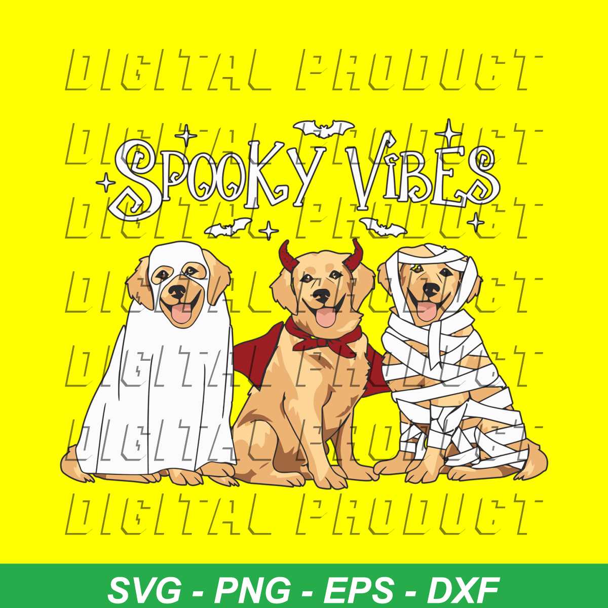 Spooky Vibes Golden Retriever Ghost Dog SVG File For Cricut - Inspire ...