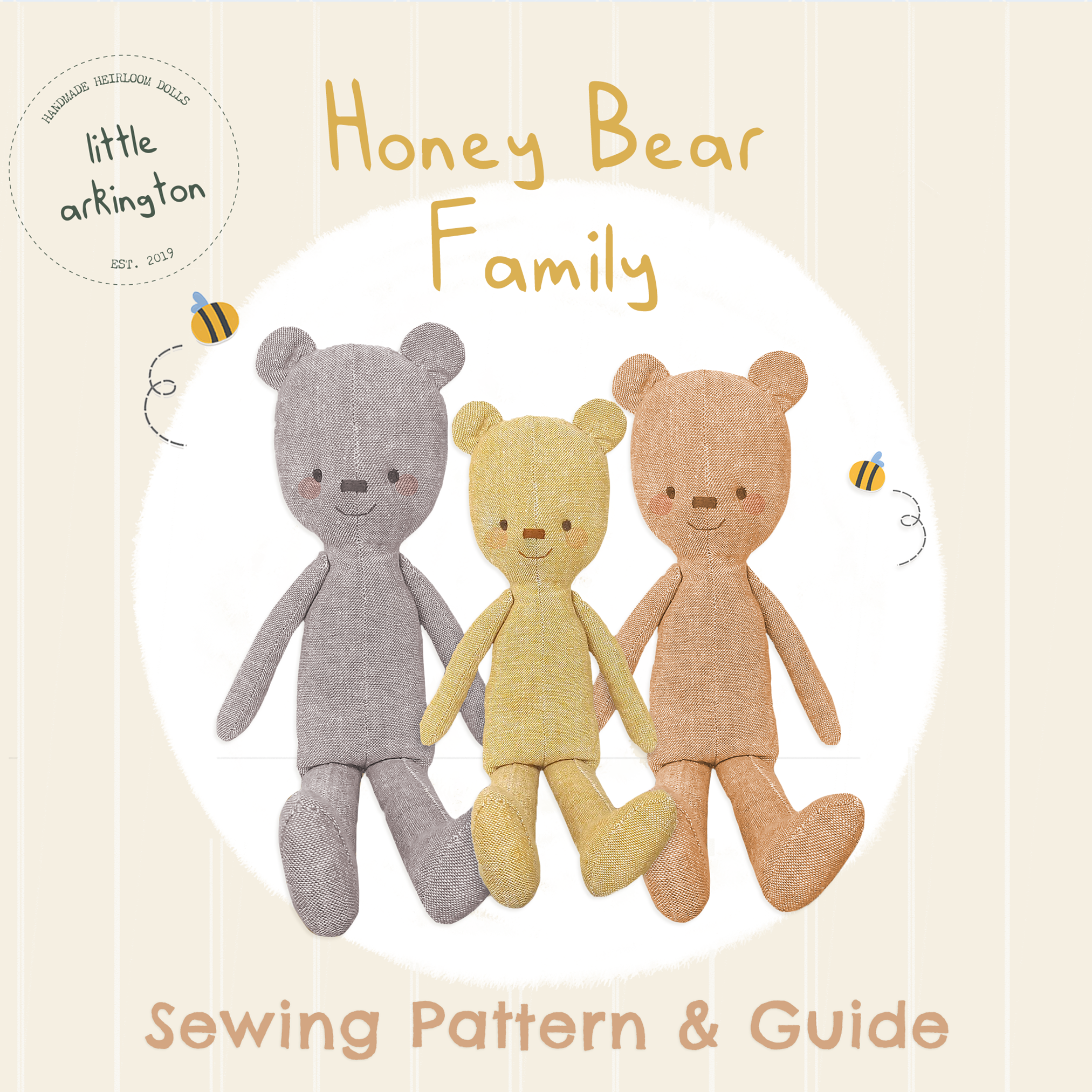 DIY Teddy Bear Toy Family Doll Sewing Pattern Digital PDF | Inspire Uplift