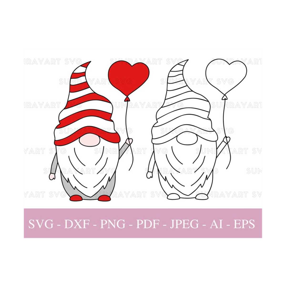 Valentine Gnome SVG Files For Cricut, Gnome with Hearts PNG | Inspire ...