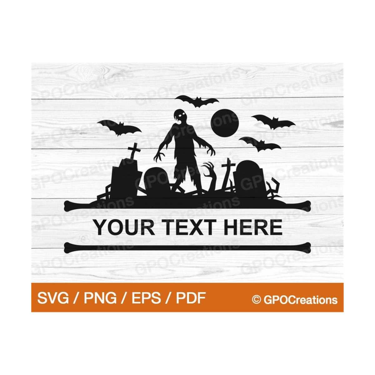 Zombie SVG, Halloween Zombie Split Frame SVG, Halloween Grav Inspire