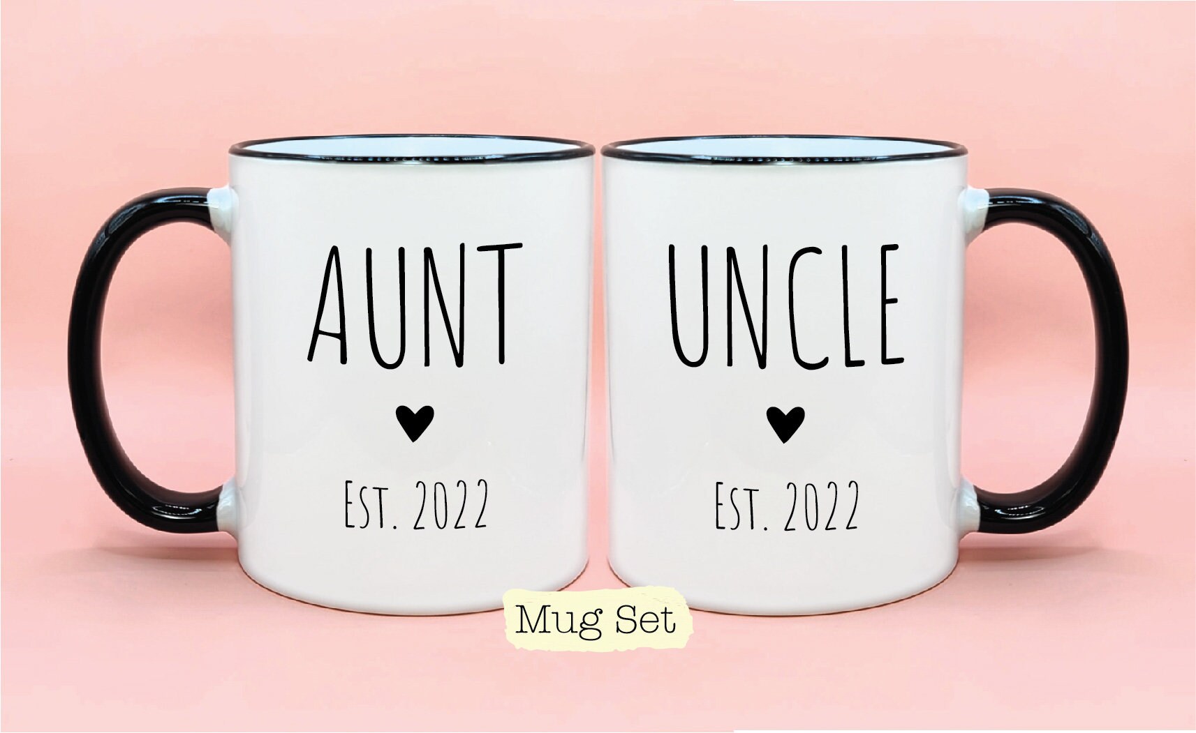 Aunt Uncle Est Year 1 Coffee Mug Set, New Baby Reveal Idea, - Inspire ...