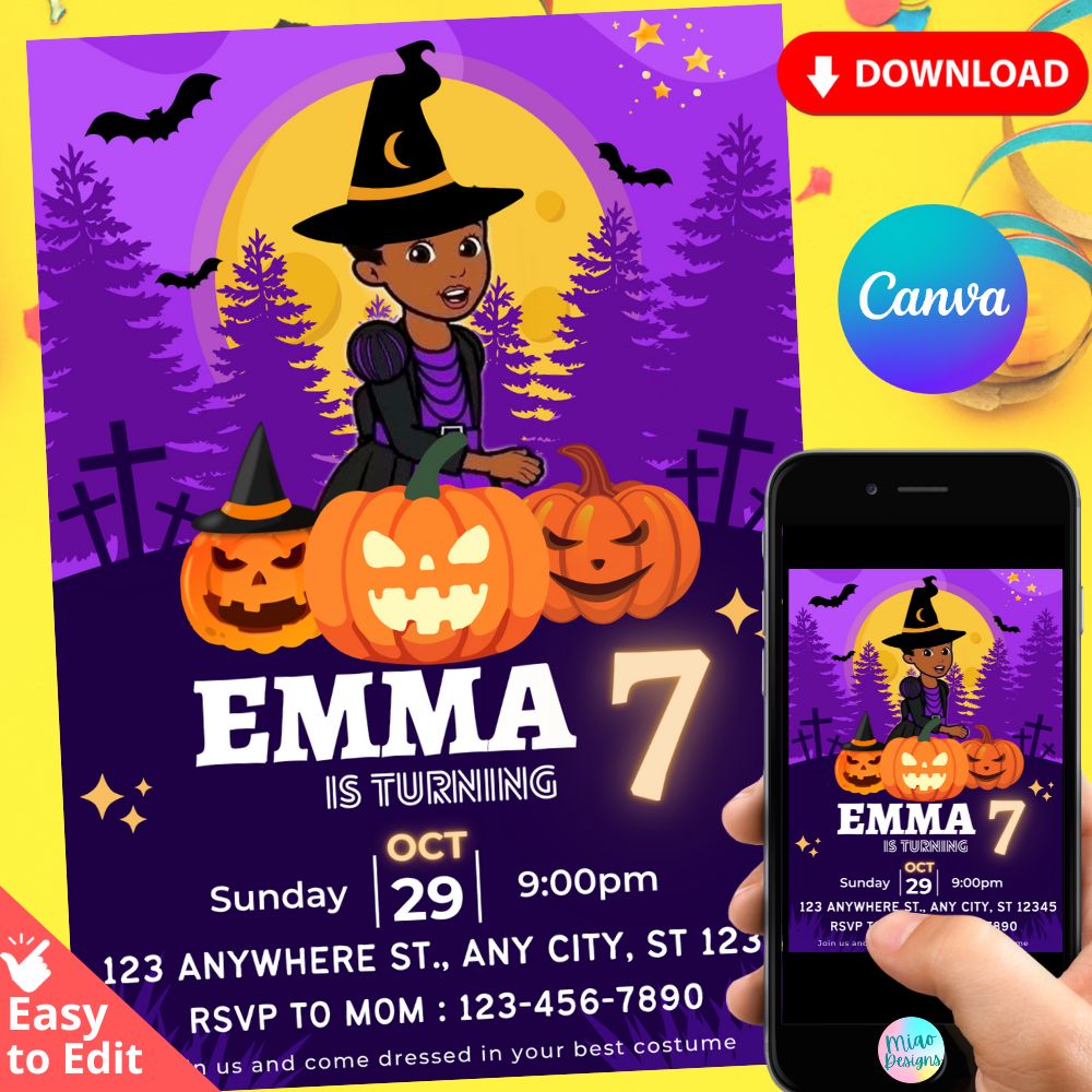 Gracie's Corner Halloween Birthday Party Invitation Inspire Uplift