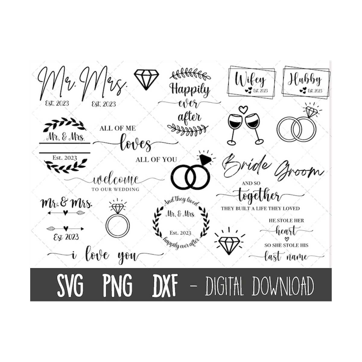 Wedding SVG bundle, mr and mrs svg, wedding svg clipart, hub - Inspire