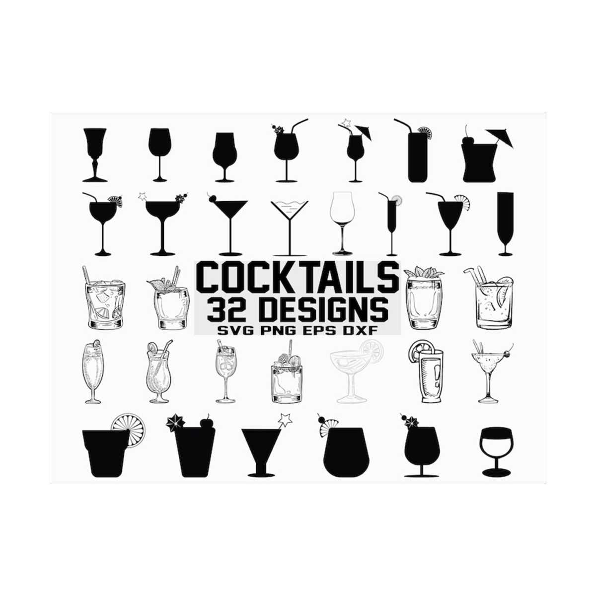 Cocktails/ Cocktail svg/ Printable files/ Sihlouette files/ | Inspire ...