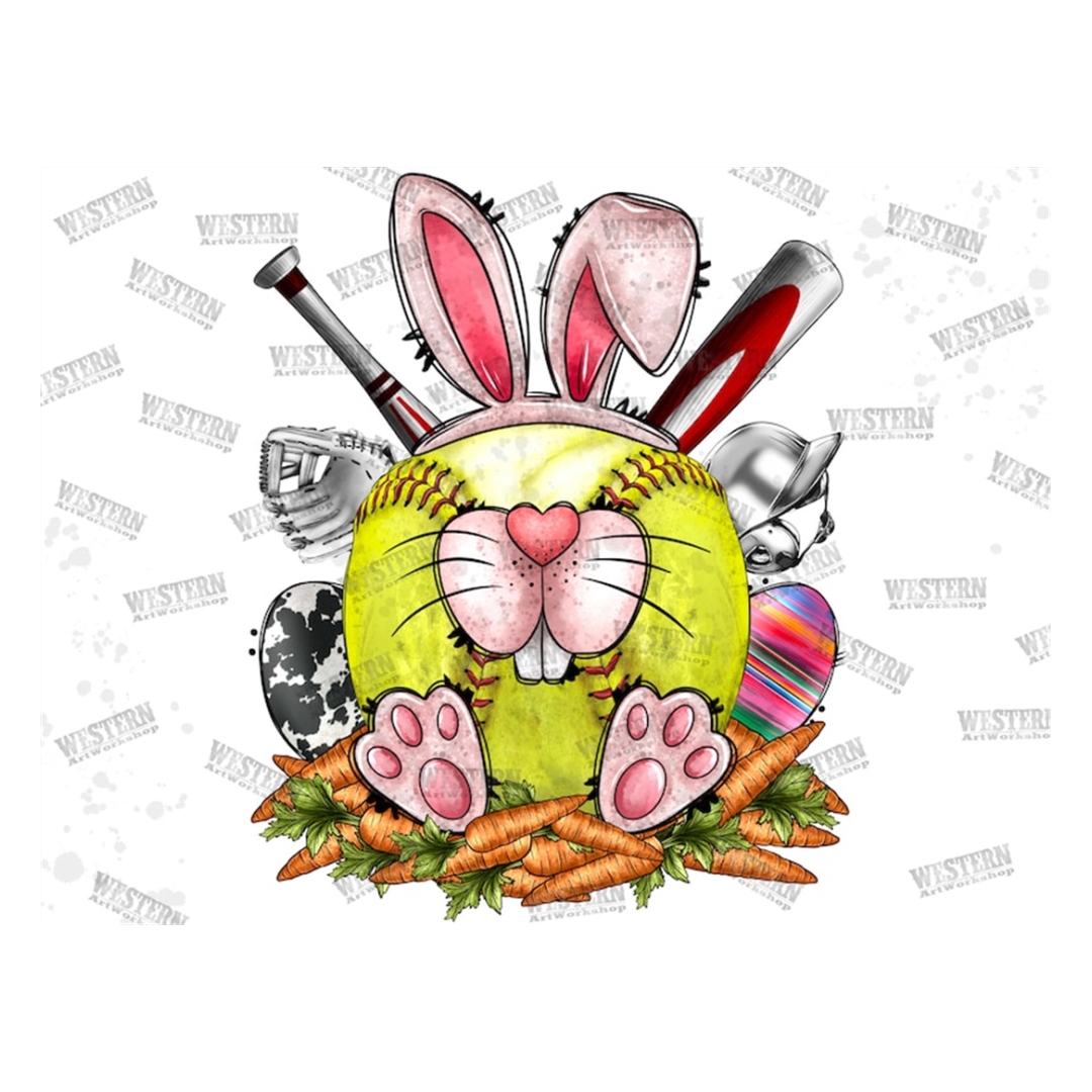 Softball Easter Bunny Png Sublimation Design, Easter Bunny P Inspire