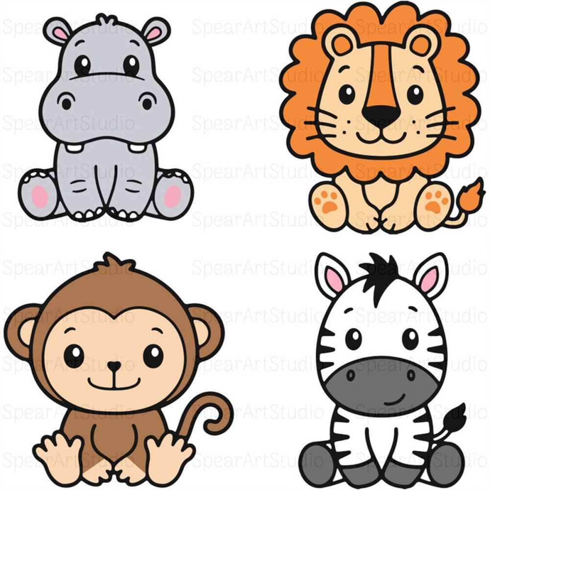 Safari animals outline SVG Cute african jungle animal cut fi | Inspire ...