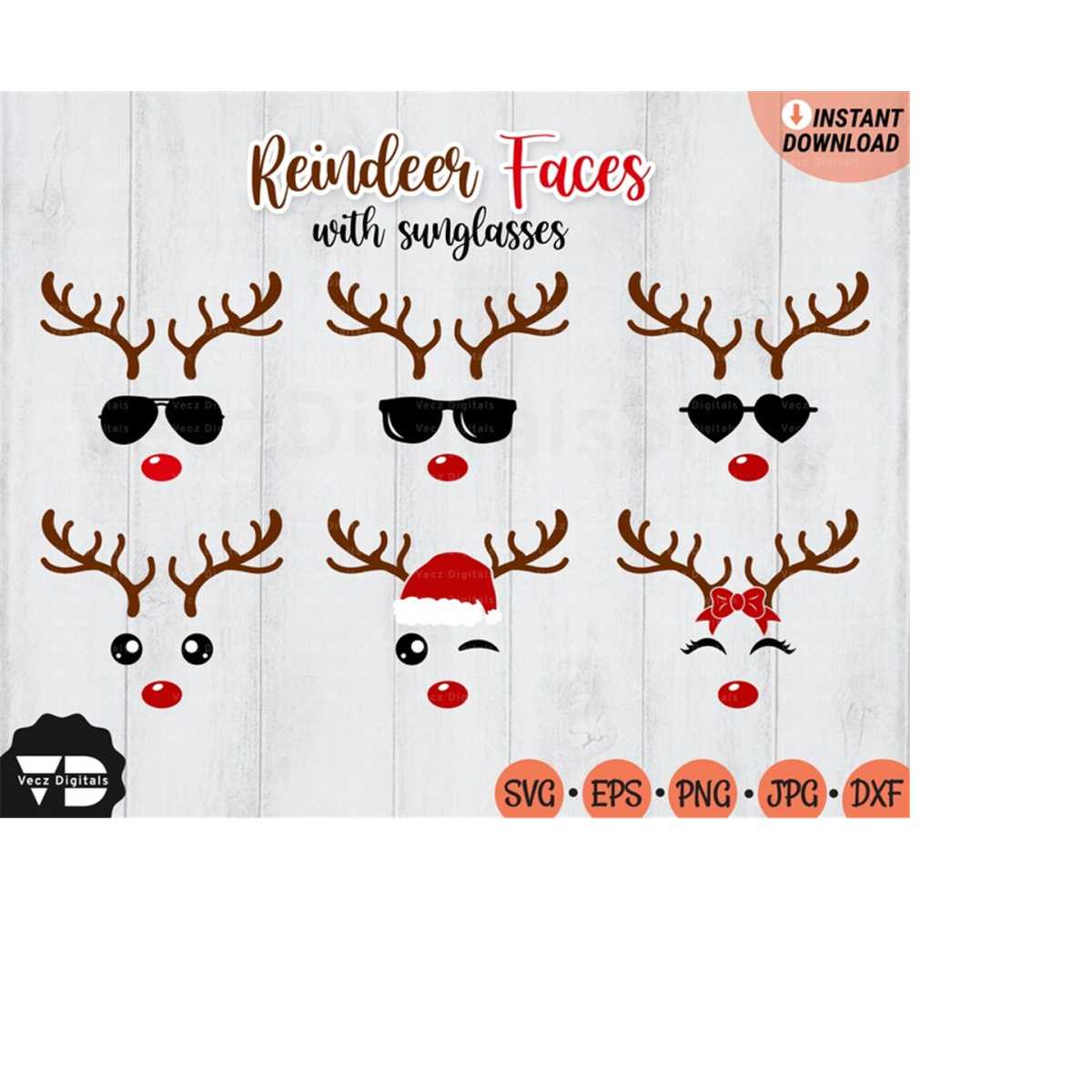 Reindeer with Sunglasses SVG, Reindeer Horns Svg File Cricut | Inspire ...