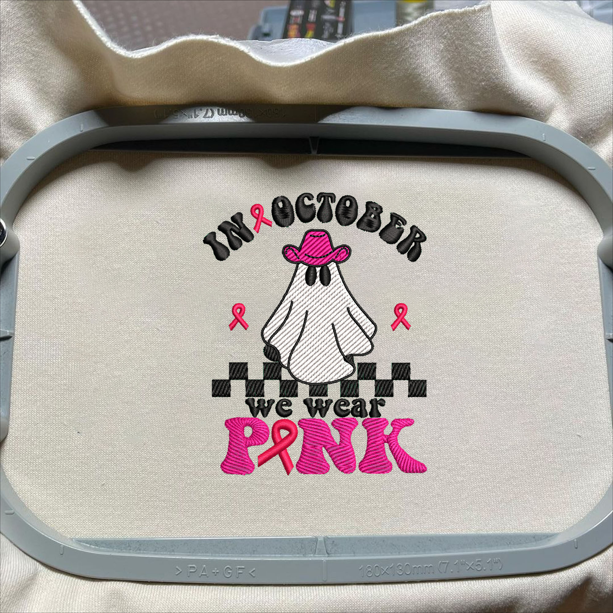 In October We Wear Pink Embroidery Machine Design, Pink Ribb | Inspire ...