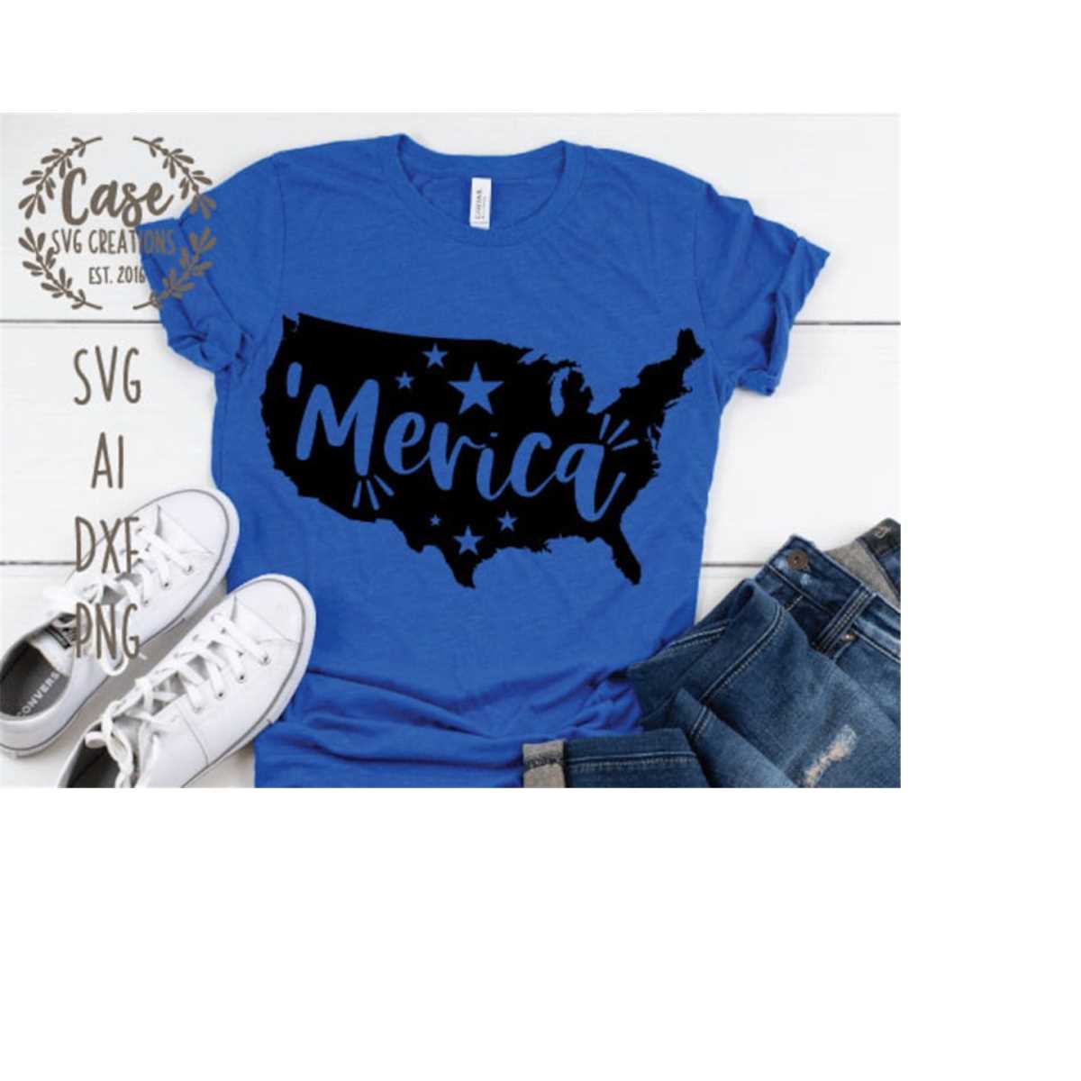 Merica USA Svg Cutting File, AI, Dxf and Printable PNG Files | Inspire ...