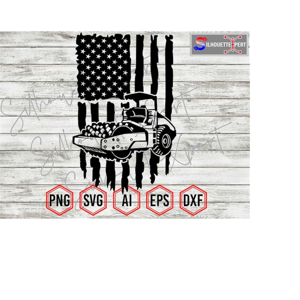 American Flag Soil Compactor, Heavy Equipment svg, Asphalt C | Inspire ...