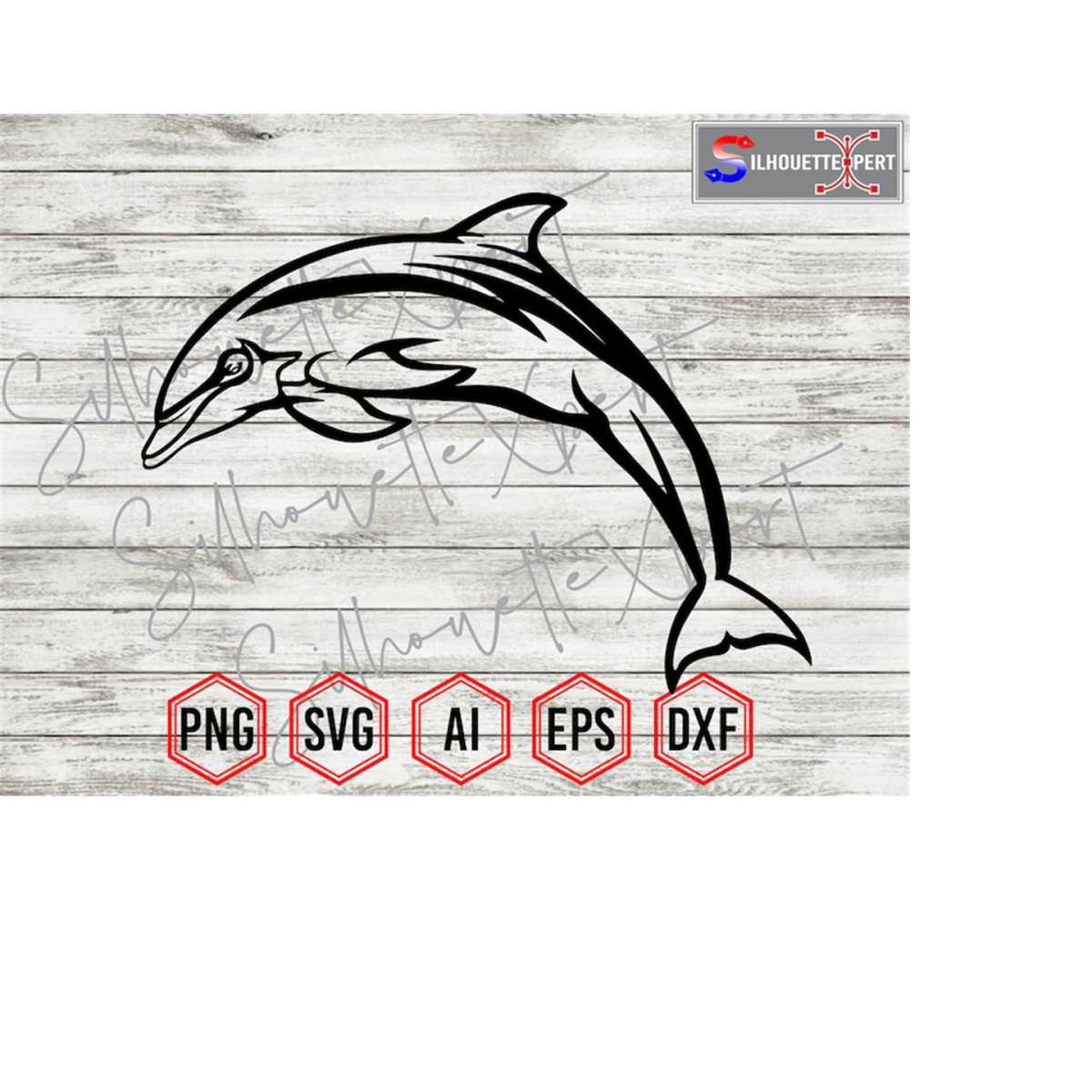 Dolphin Silhouette 1, Dolphin svg, Ocean svg - Clipart, Vect - Inspire