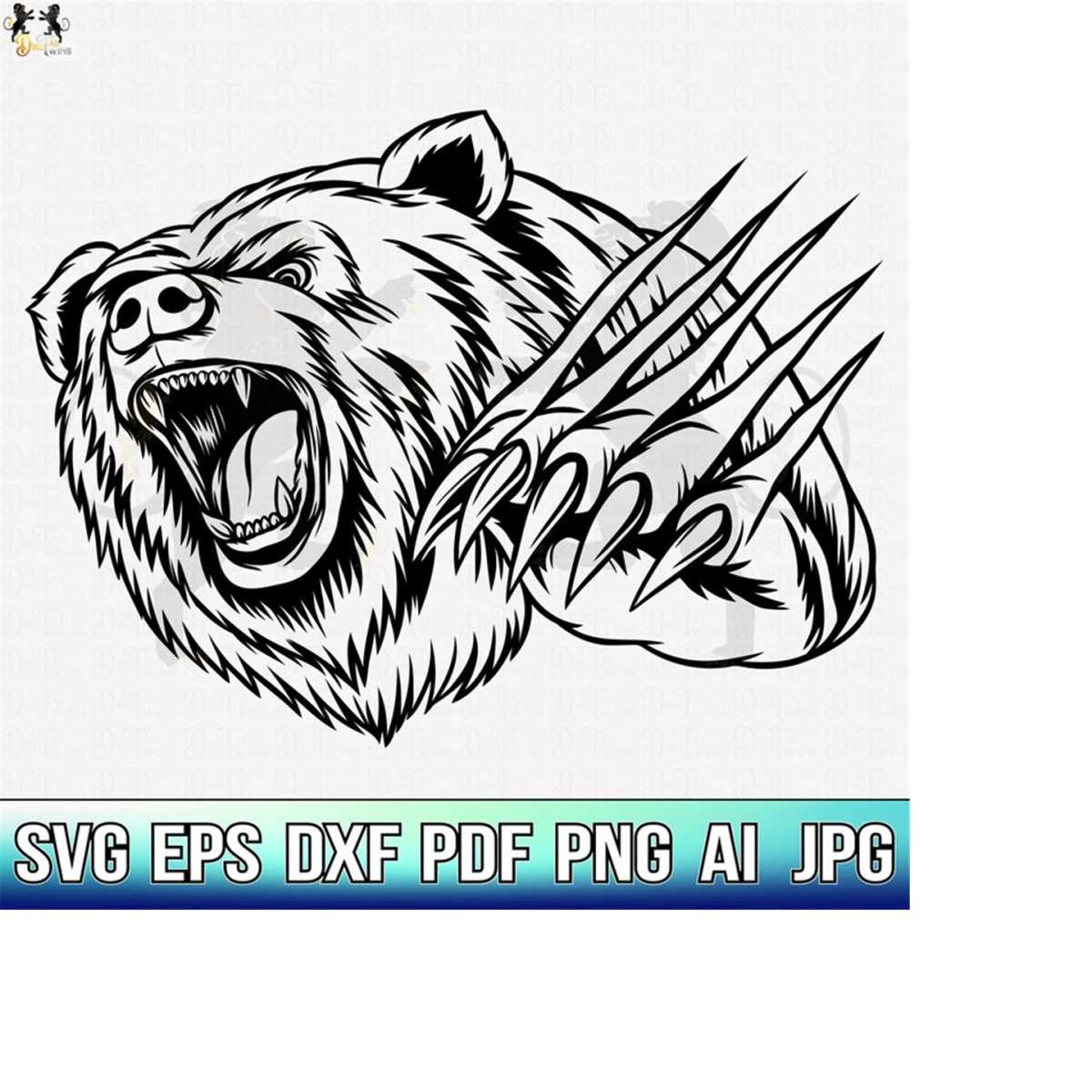 Bear Scratch Svg, Bear Clipart, Bear Vector, Bear Cricut, Gr Inspire