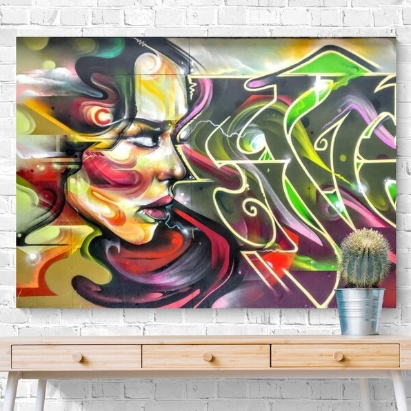 Girl Graffiti Wall Art Canvas Print Wall Decor Graffiti | Inspire Uplift