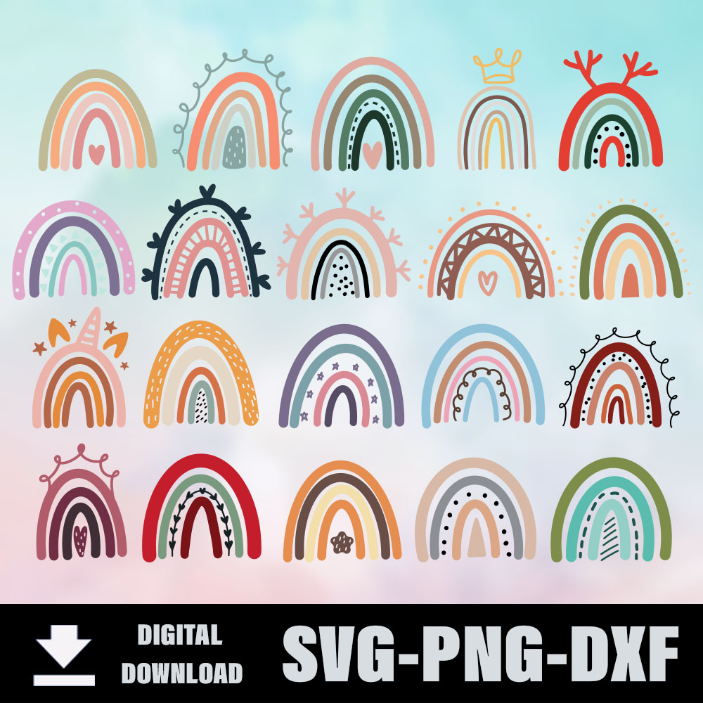 Rainbow SVG, Boho Rainbow SVG, Baby Rainbow SVG Bundle | Inspire Uplift