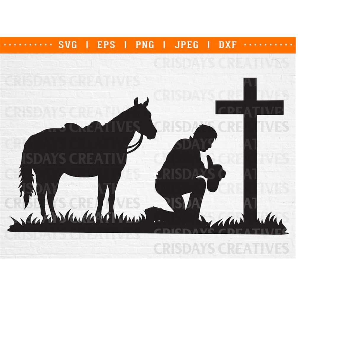 cowboy kneeling at cross svg, cowboy kneeling svg, cowboy sv - Inspire