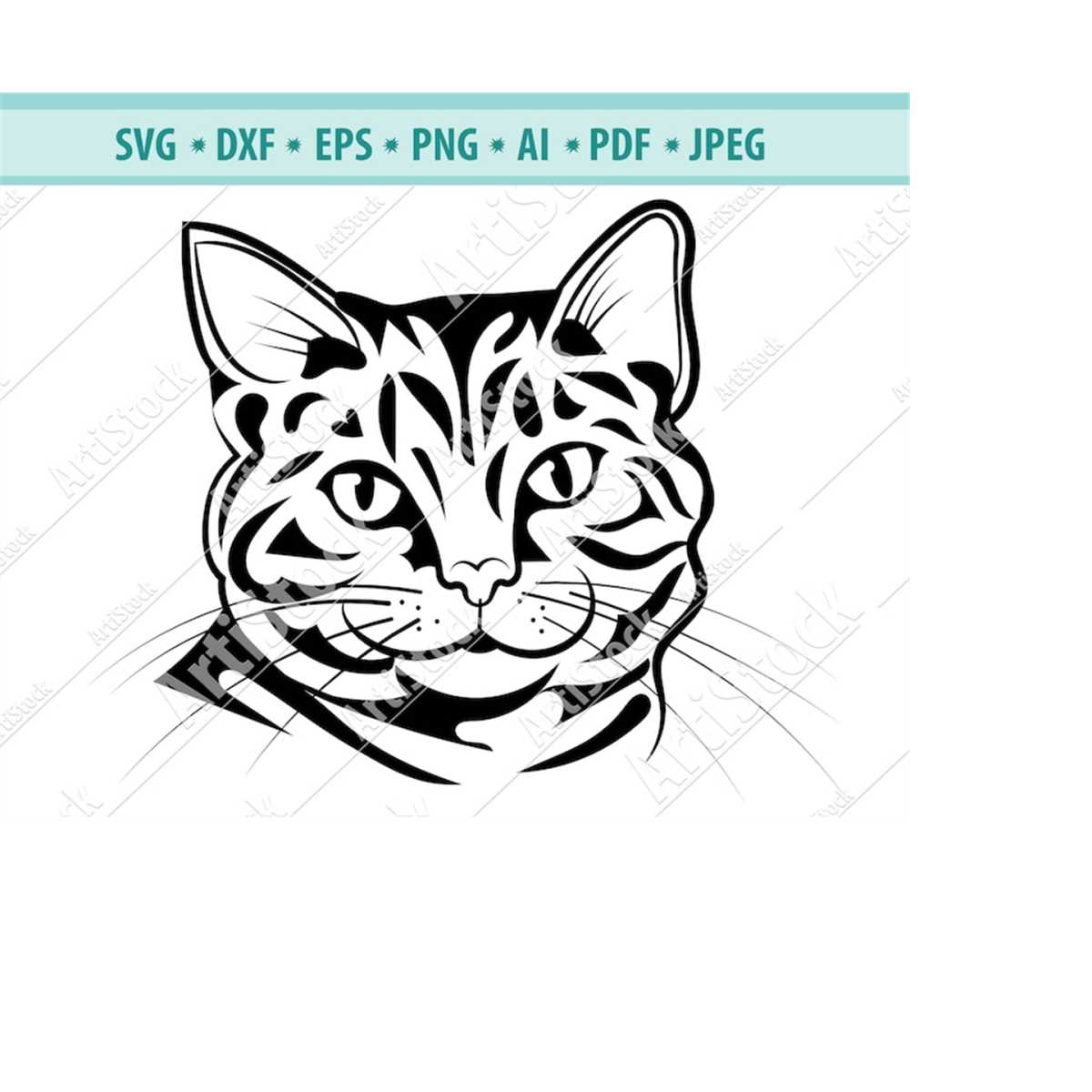 Cat SVG File, Stylized Cat Silhouette Svg, Png, Dfx, Cat Ima - Inspire