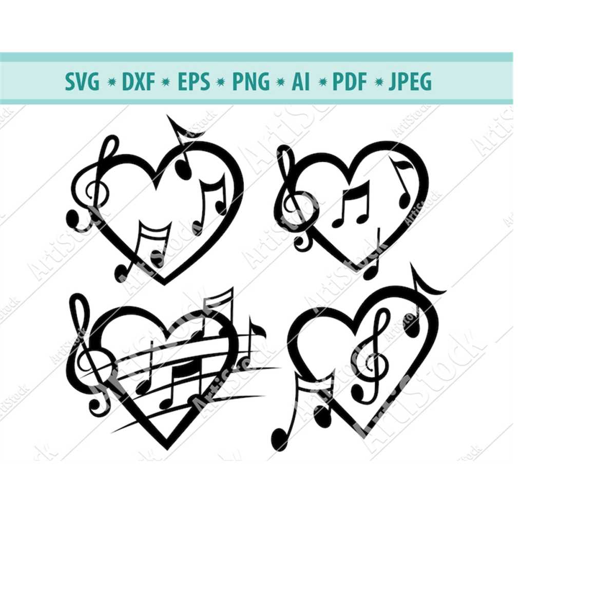 Music Notes Svg File Music Notes inside Heart SVG, Musical Notes SVG, Musical Not | Inspire ...